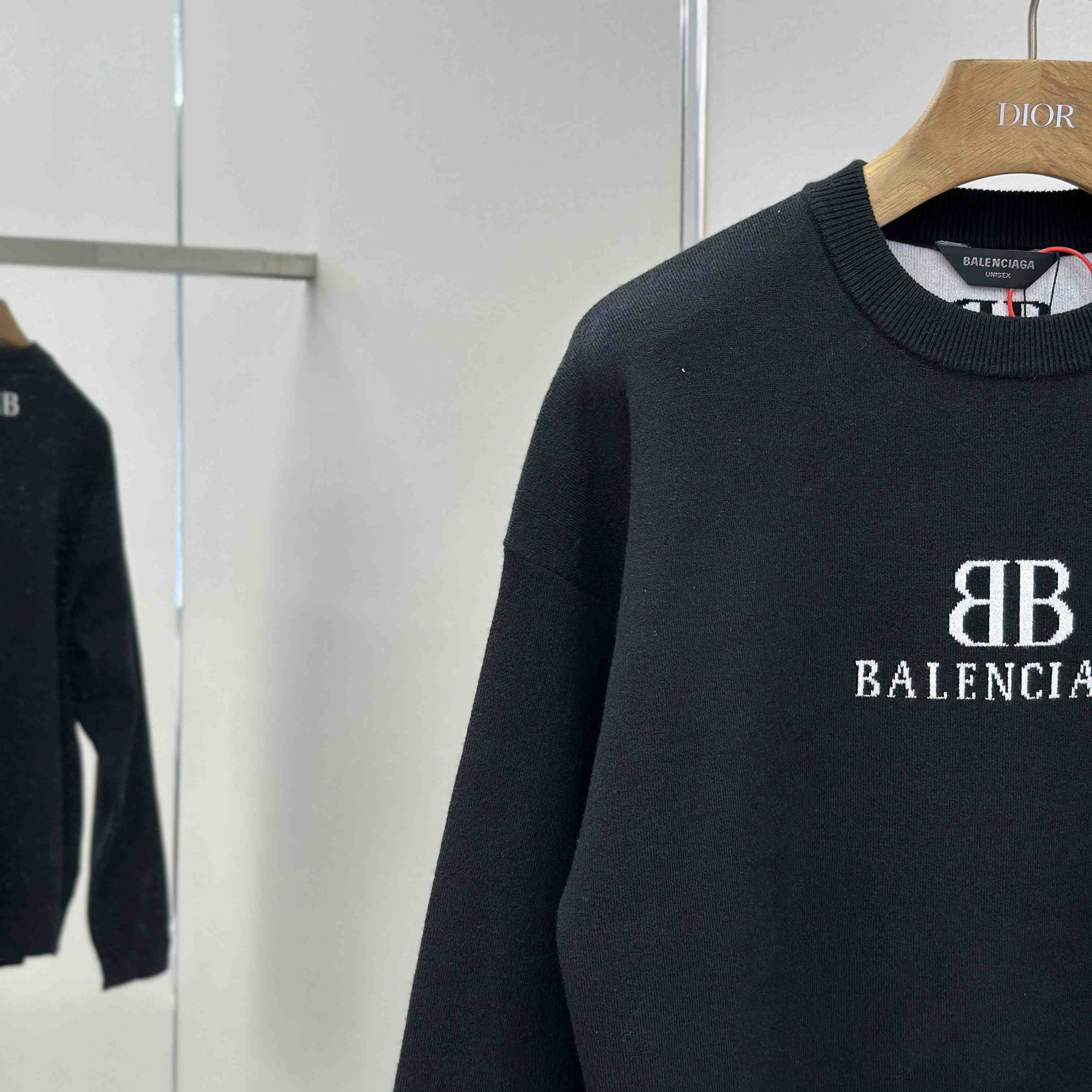 Balenciaga Crewneck Sweater In Black And White Wool Knit - EUR FASHION
