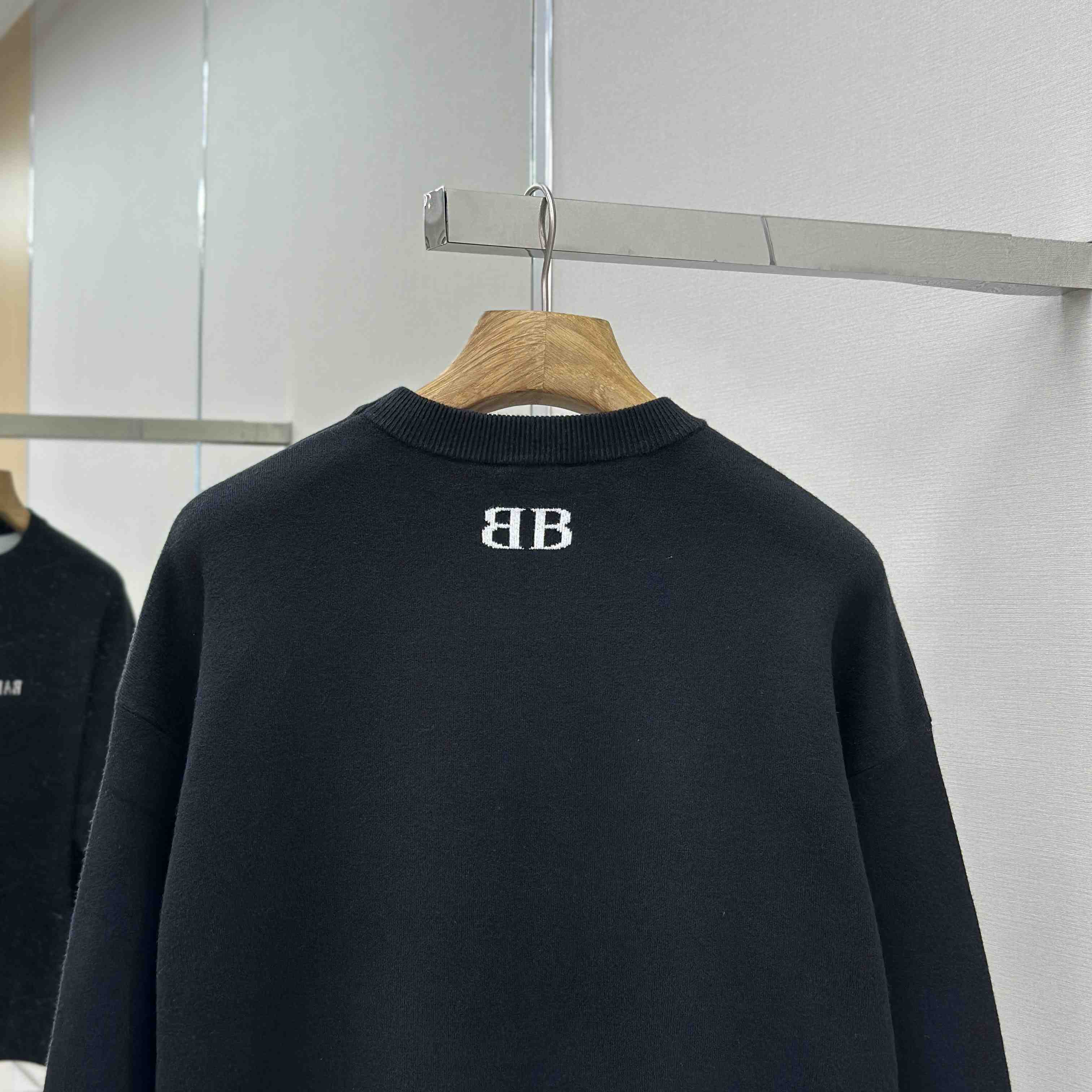 Balenciaga Crewneck Sweater In Black And White Wool Knit - EUR FASHION