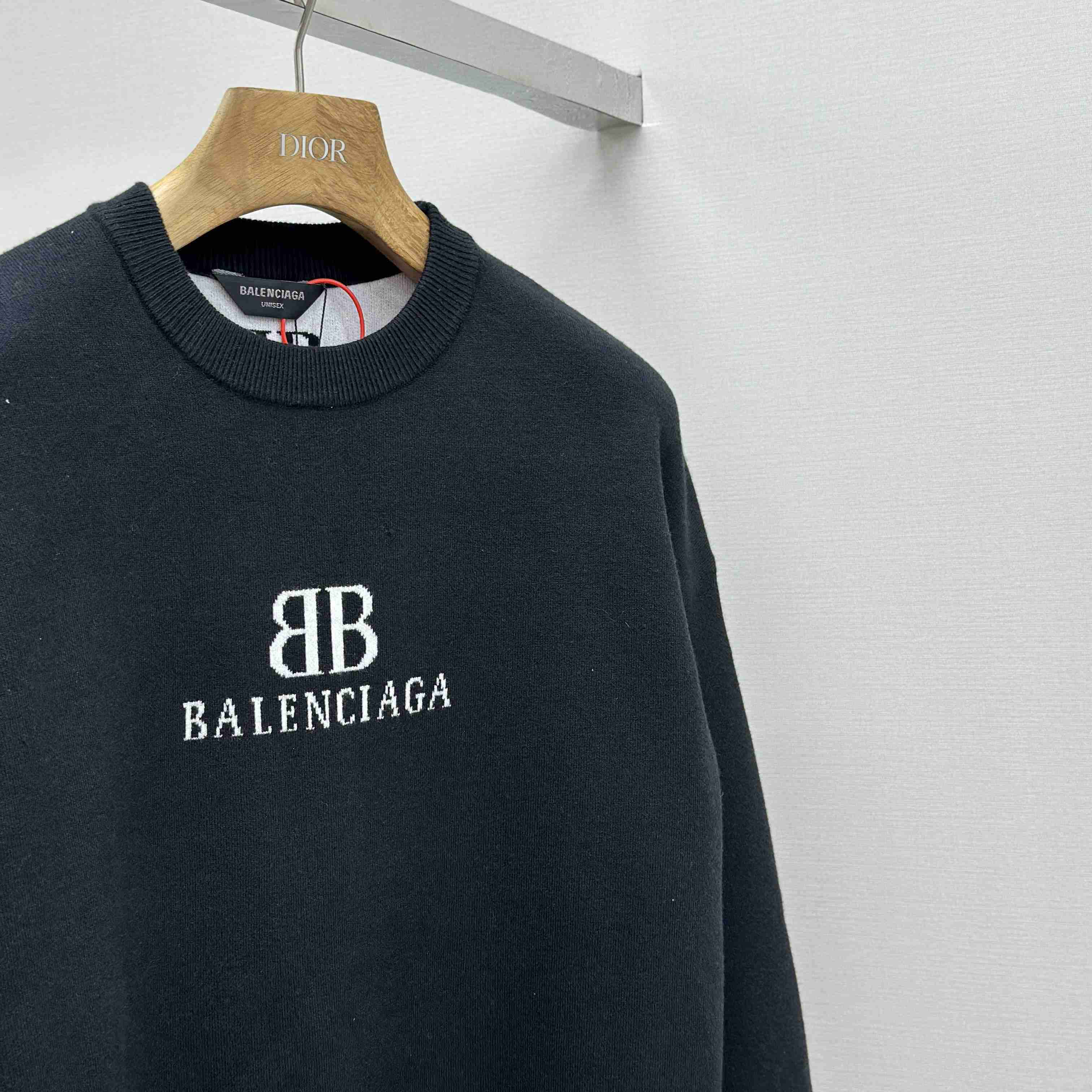 Balenciaga Crewneck Sweater In Black And White Wool Knit - EUR FASHION