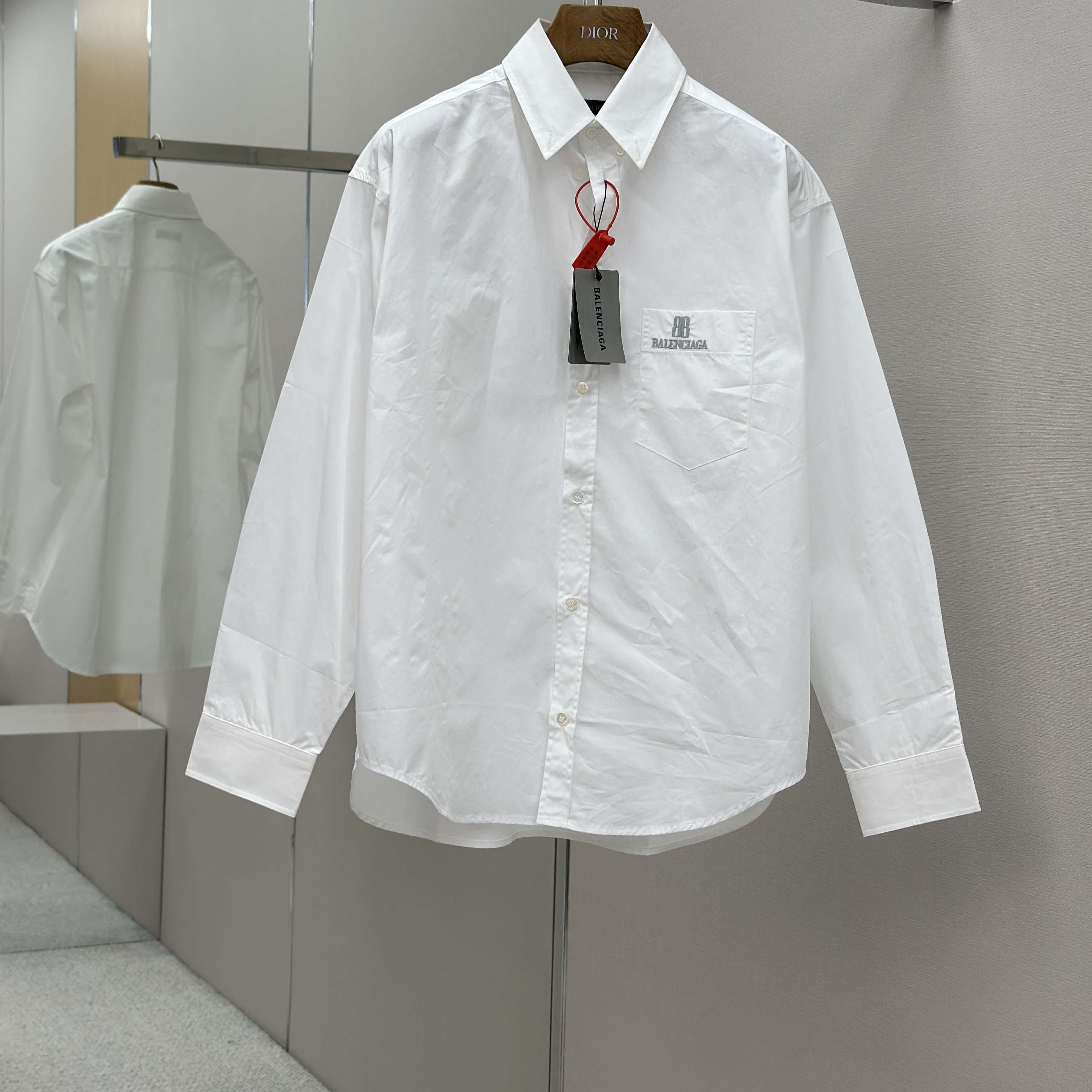 Balenciaga Large Fit Shirt In White Cotton Poplin - EUR FASHION