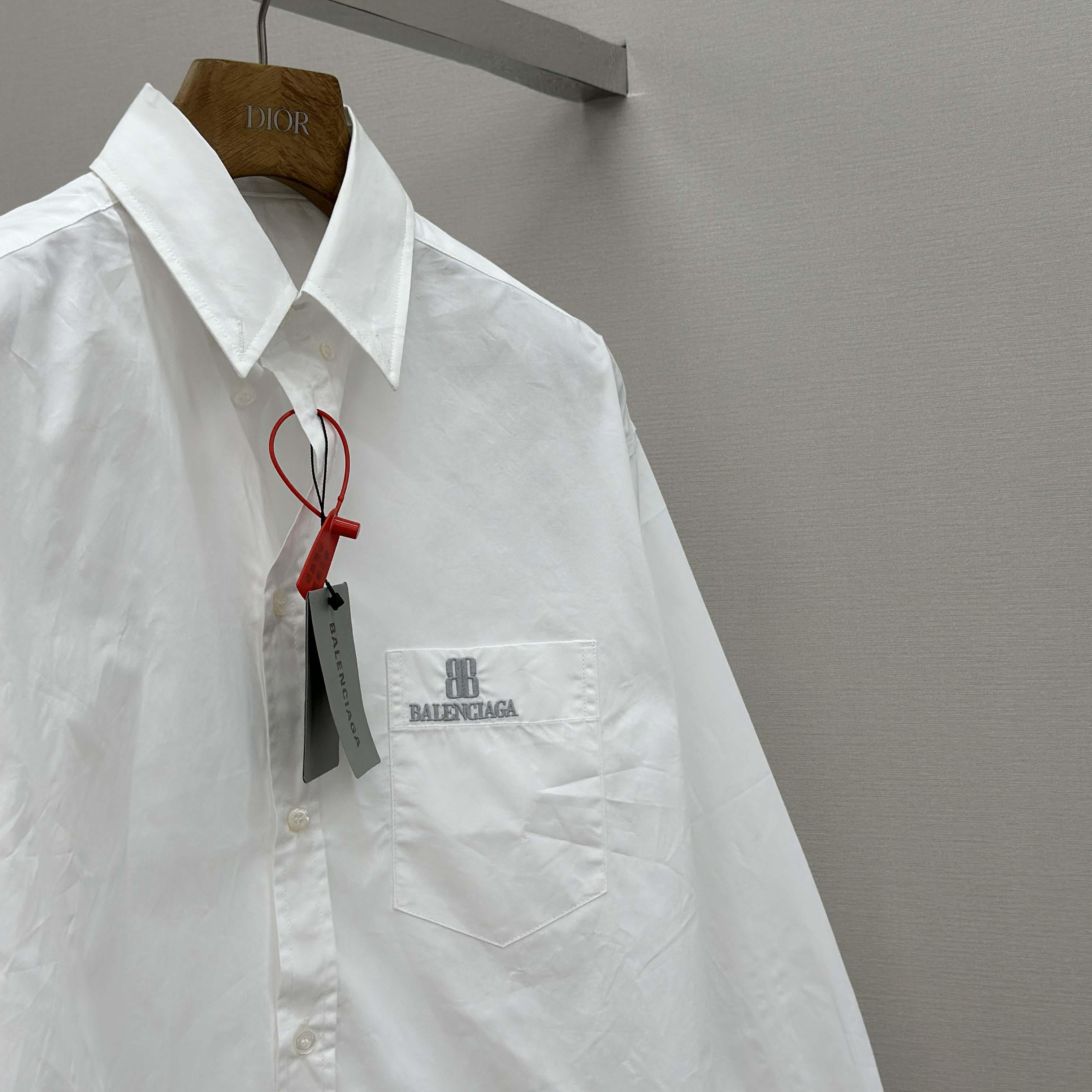 Balenciaga Large Fit Shirt In White Cotton Poplin - EUR FASHION