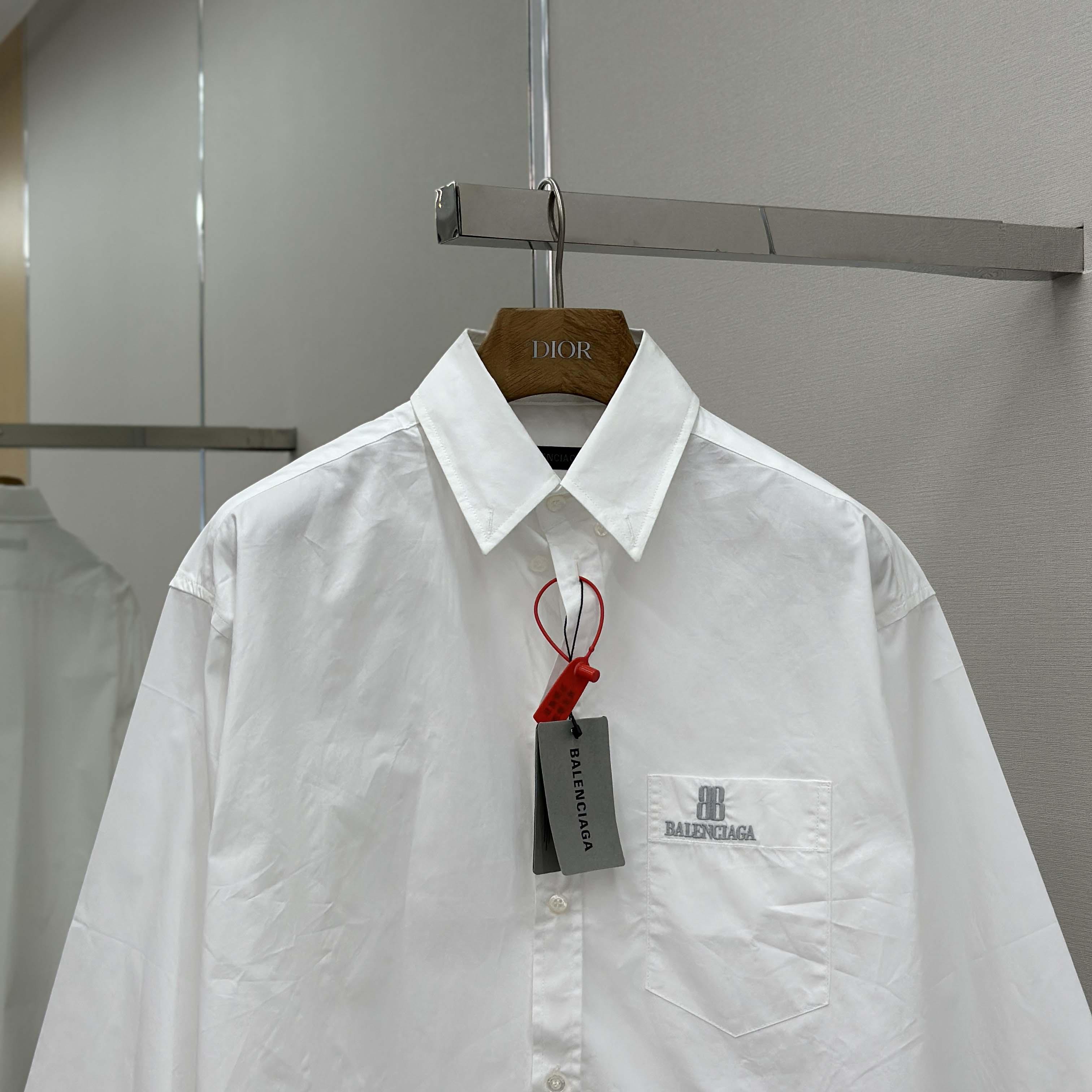 Balenciaga Large Fit Shirt In White Cotton Poplin - EUR FASHION
