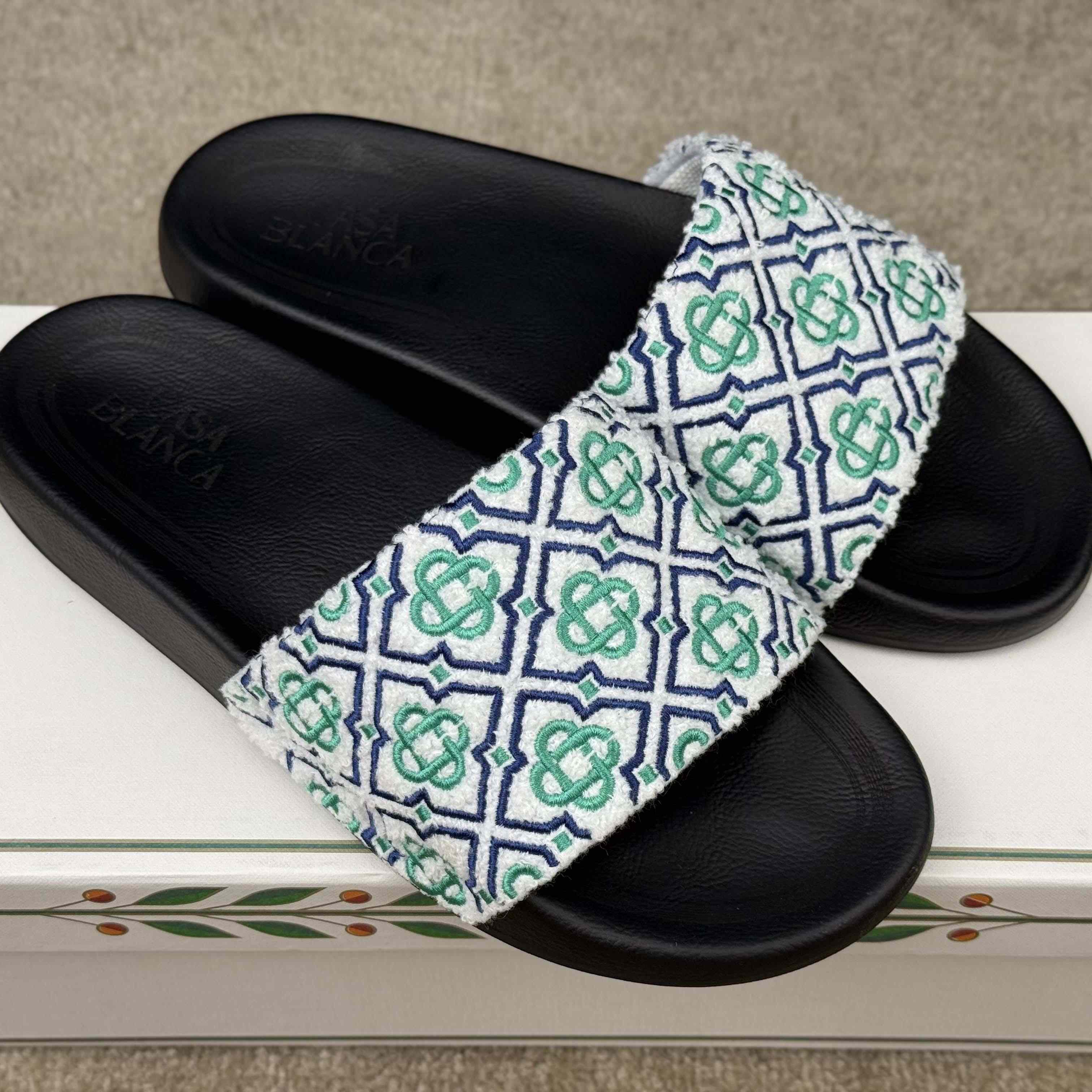 Casablanca Embroidered-monogram Slides - EUR FASHION