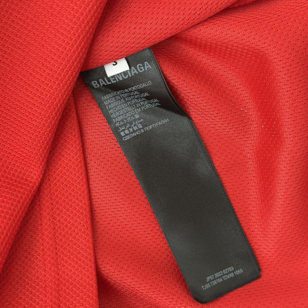 Balenciaga Basketball Series - Layered Long Sleeve T-Shirt In Red And Black Sporty Mesh Jersey - EUR FASHION