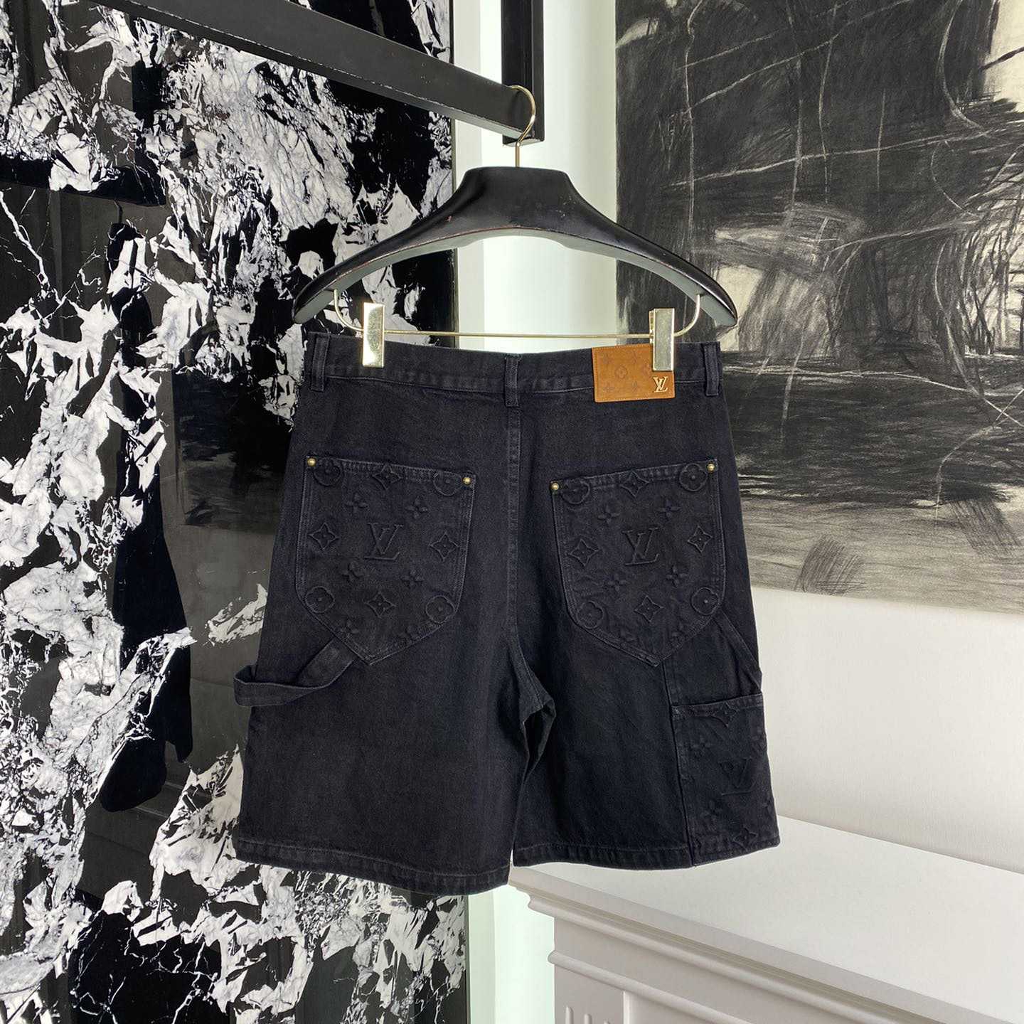 Louis Vuitton Monogram Workwear Denim Shorts Black  - EUR FASHION