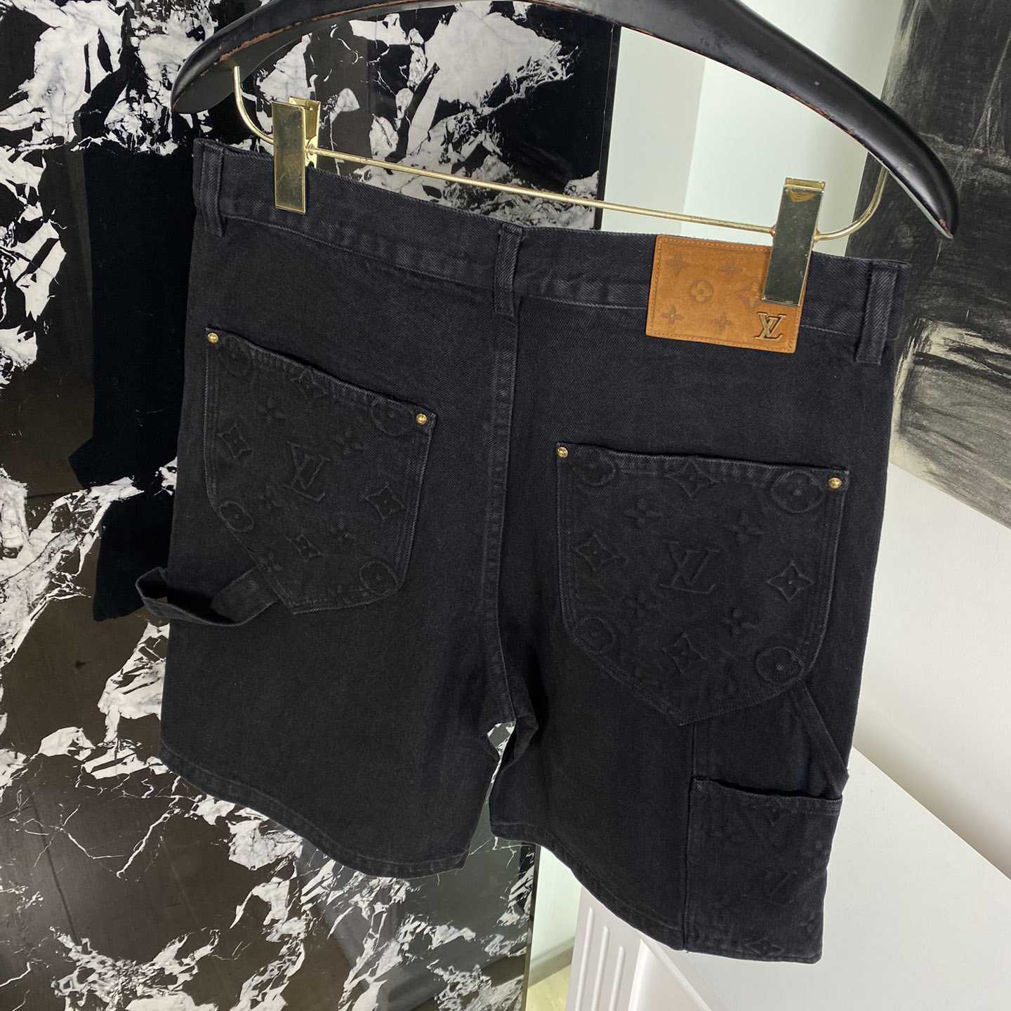 Louis Vuitton Monogram Workwear Denim Shorts Black  - EUR FASHION