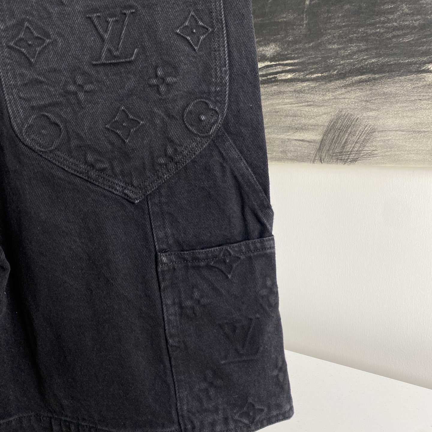 Louis Vuitton Monogram Workwear Denim Shorts Black  - EUR FASHION
