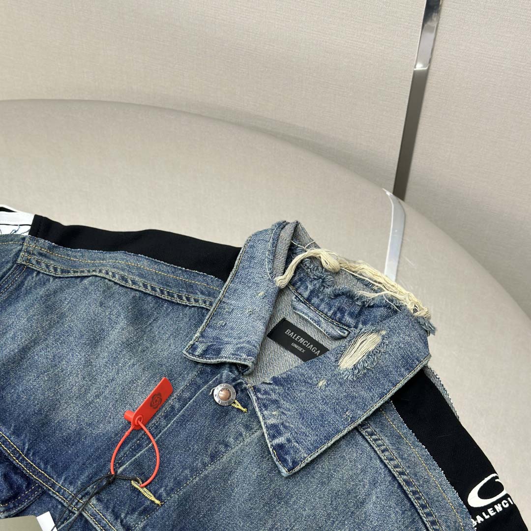 Balenciaga Cut-Up Tracksuit Jacket In Blue And Black Technical Fabric - EUR FASHION