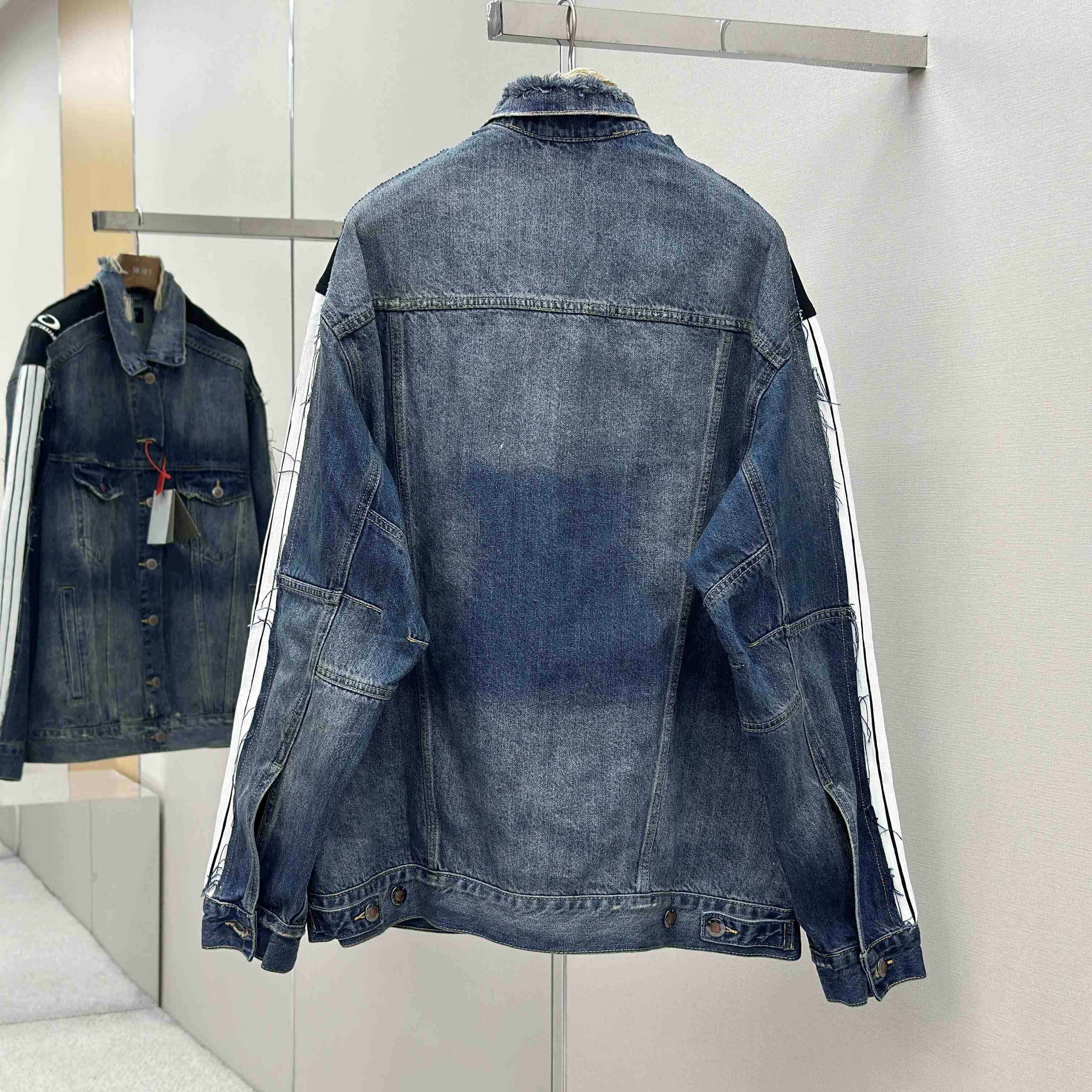 Balenciaga Cut-Up Tracksuit Jacket In Blue And Black Technical Fabric - EUR FASHION