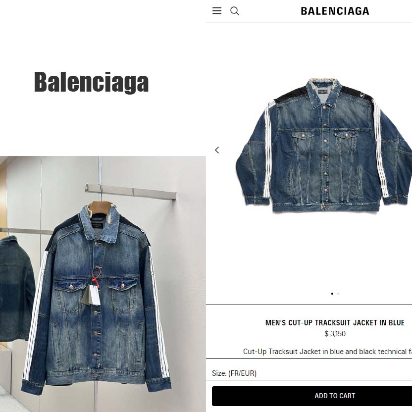 Balenciaga Cut-Up Tracksuit Jacket In Blue And Black Technical Fabric - EUR FASHION