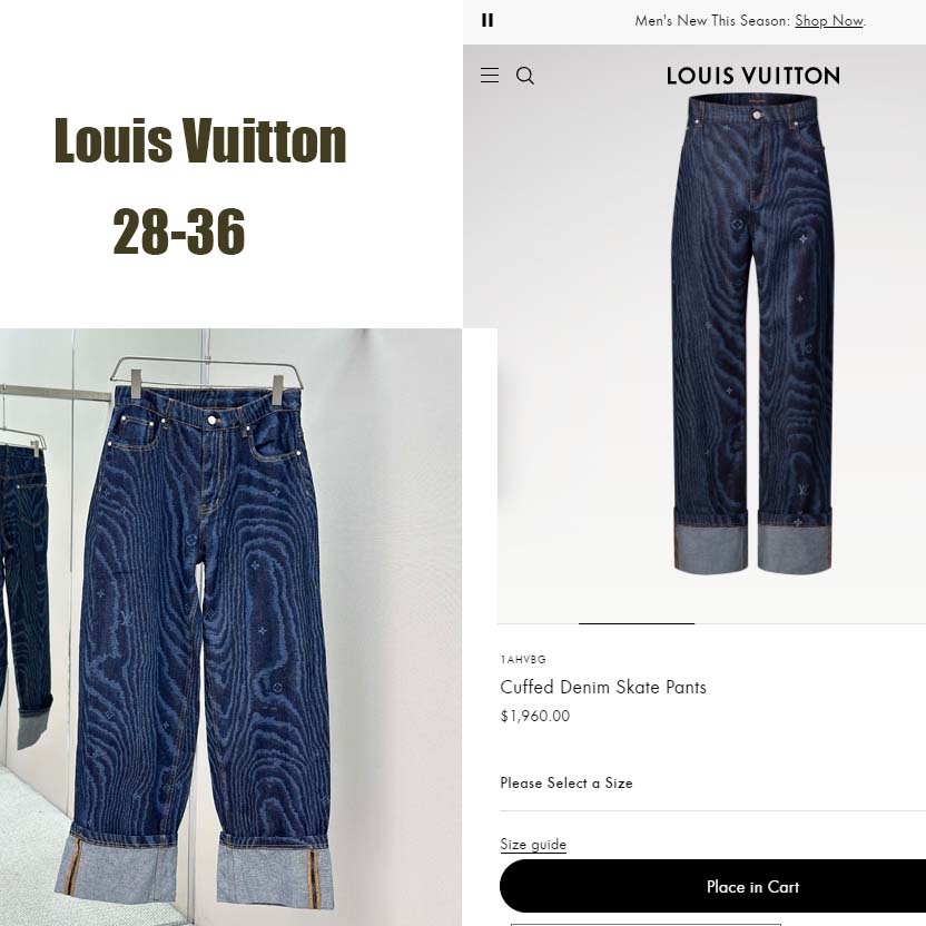 Louis Vuitton Cuffed Denim Skate Pants   1AHVBG - EUR FASHION