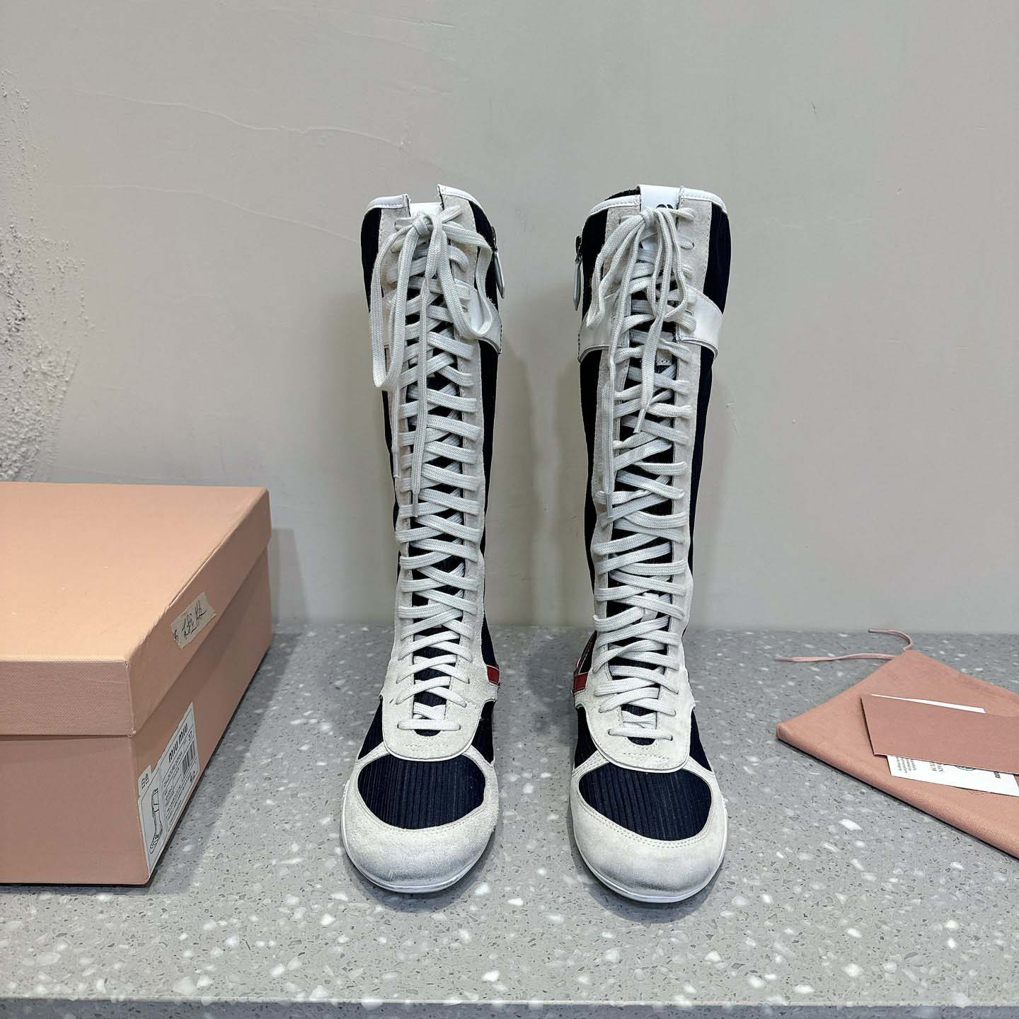 Miu Miu Gymnasium Technical Fabric And Suede Boxeur Boots - EUR FASHION