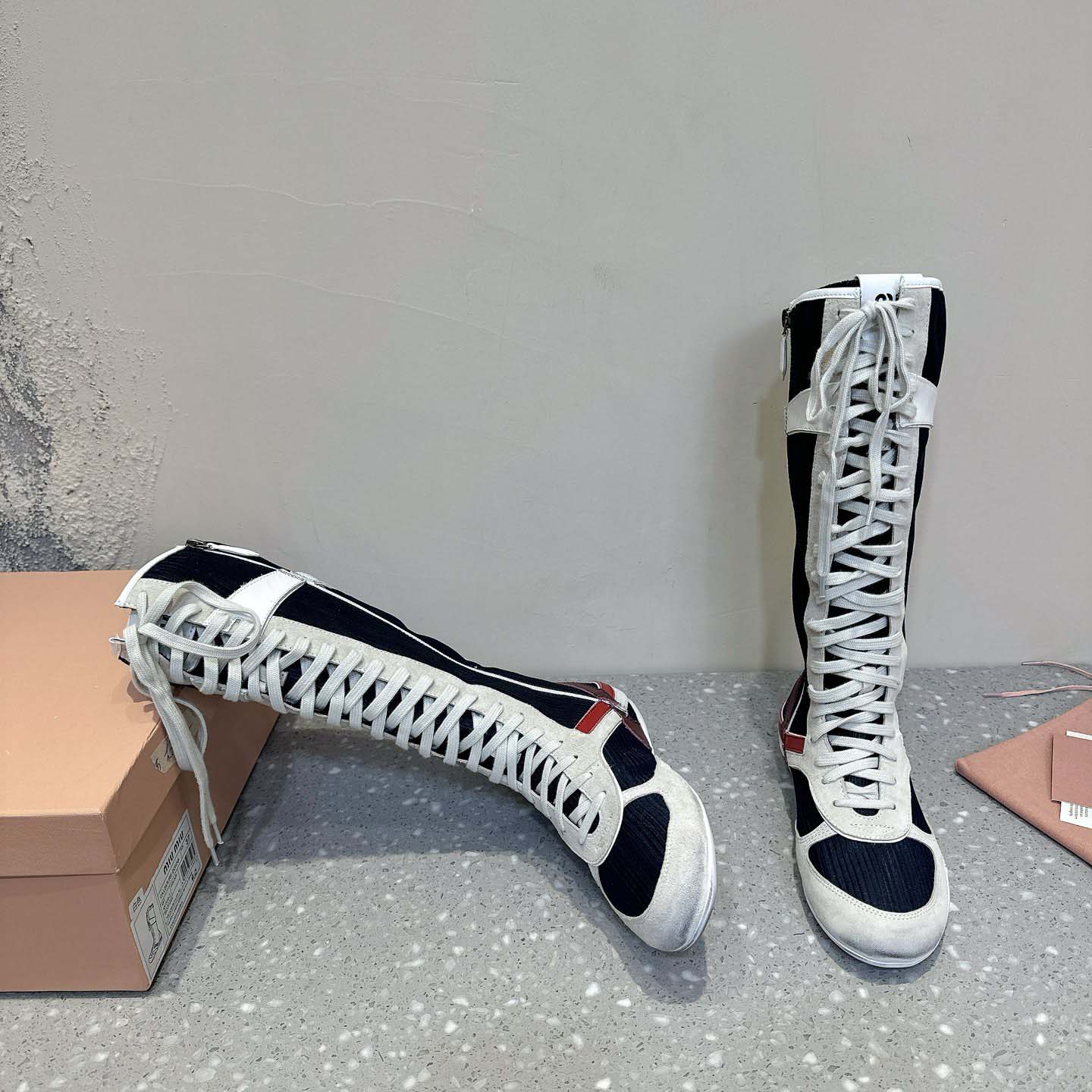 Miu Miu Gymnasium Technical Fabric And Suede Boxeur Boots - EUR FASHION