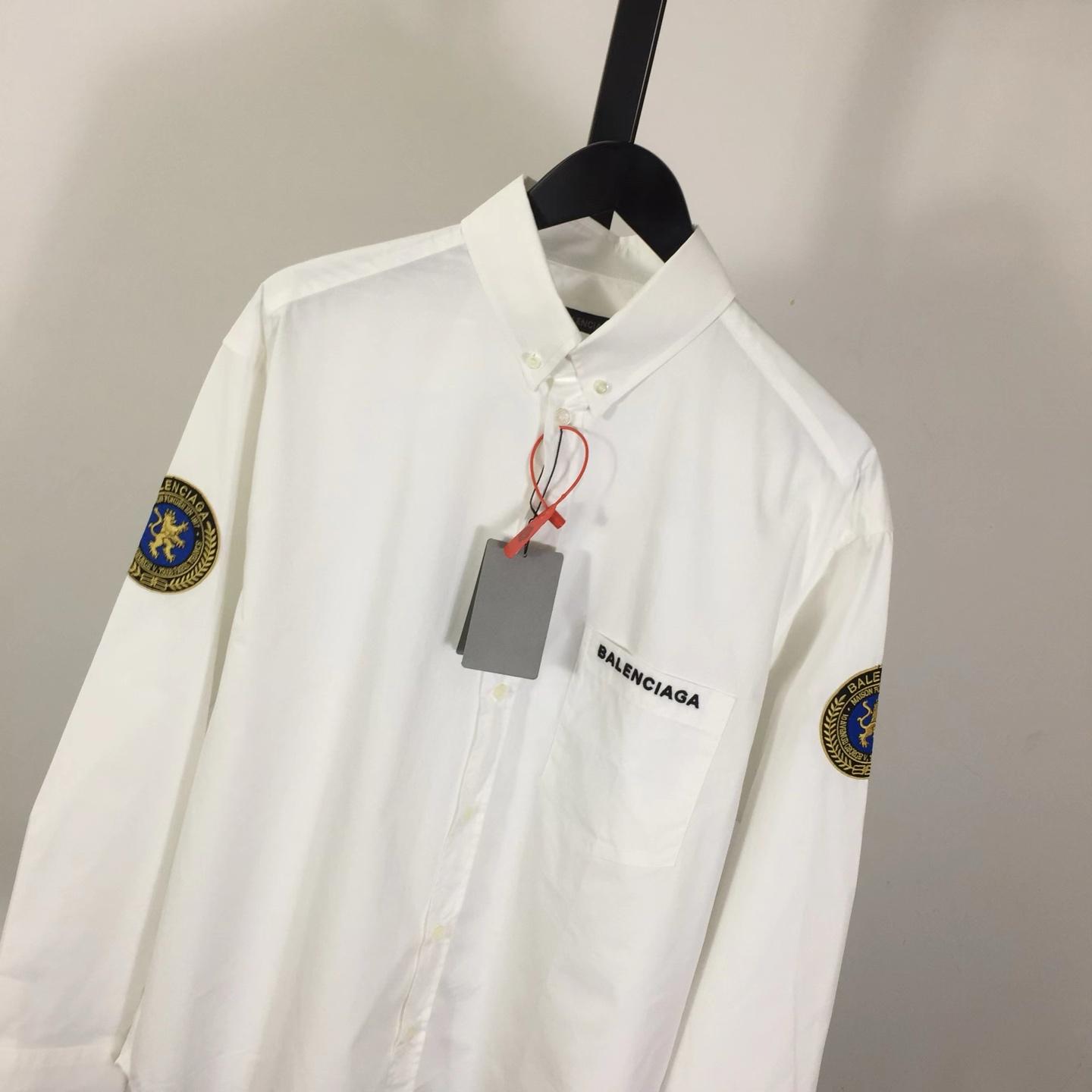 Balenciaga Logo-patch Cotton Shirt - EUR FASHION