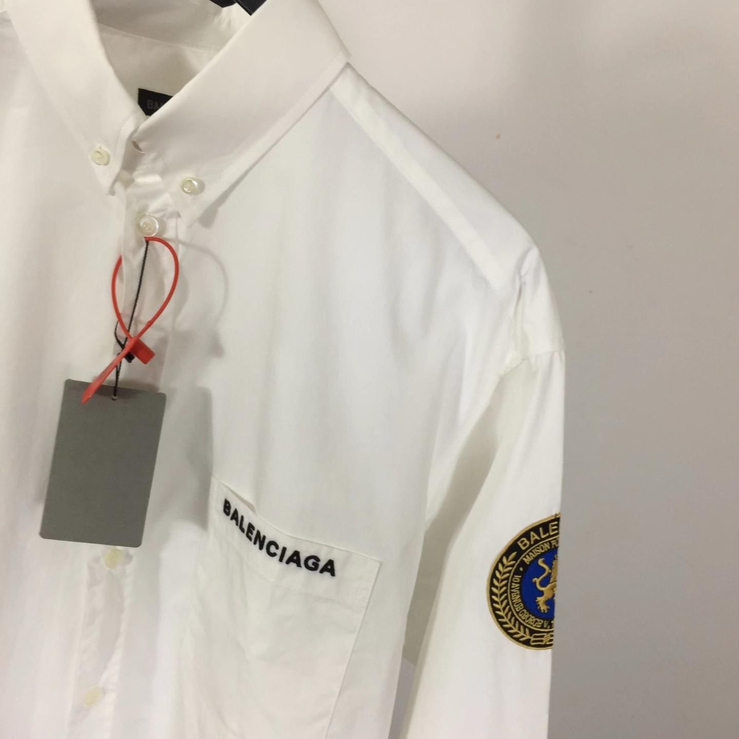 Balenciaga Logo-patch Cotton Shirt - EUR FASHION