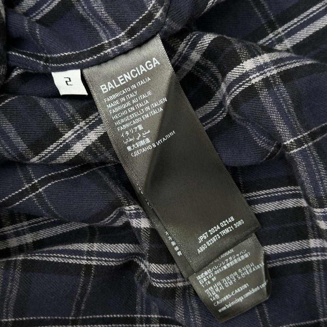 Balenciaga Logo Embroidered Hooded Check Jacket - EUR FASHION