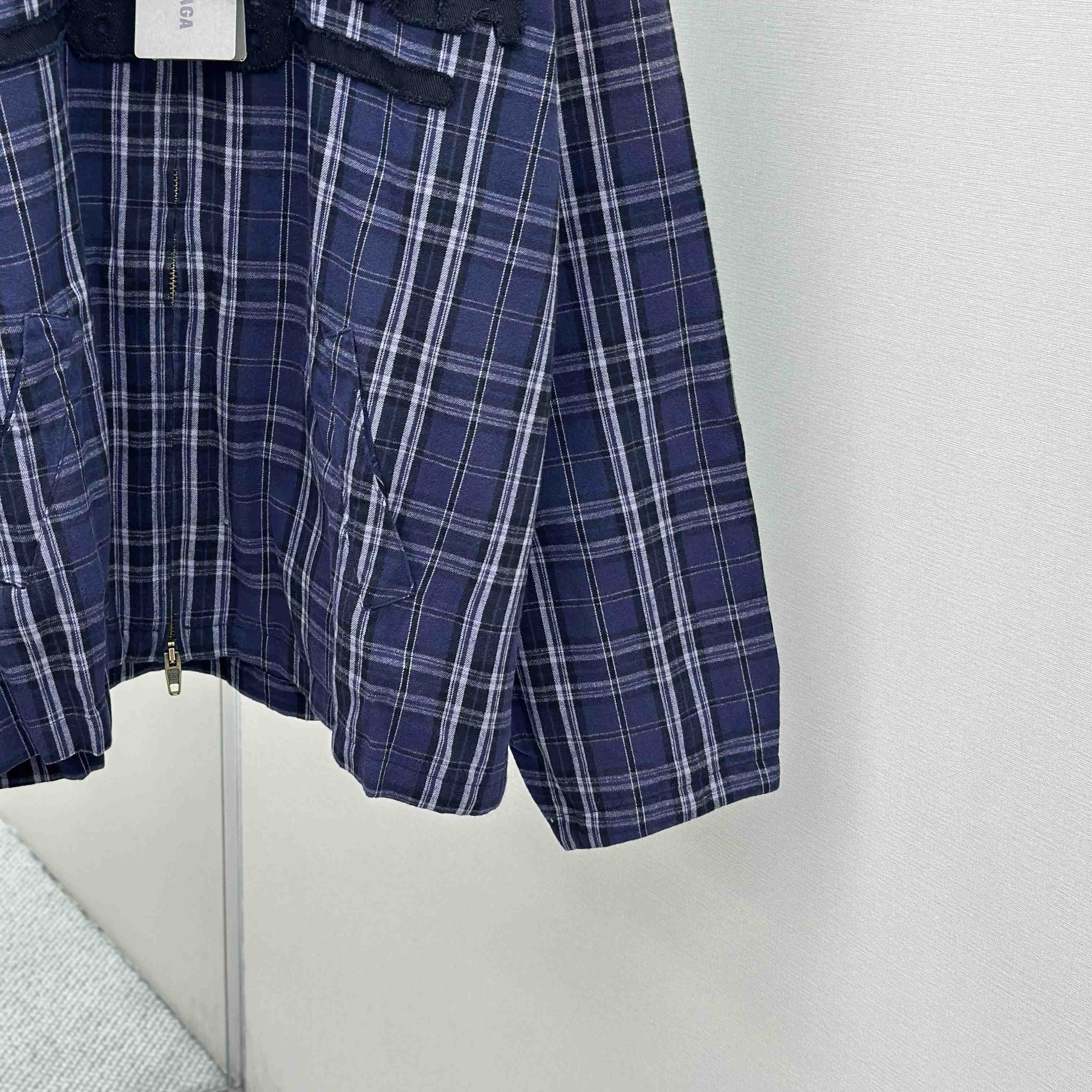 Balenciaga Logo Embroidered Hooded Check Jacket - EUR FASHION