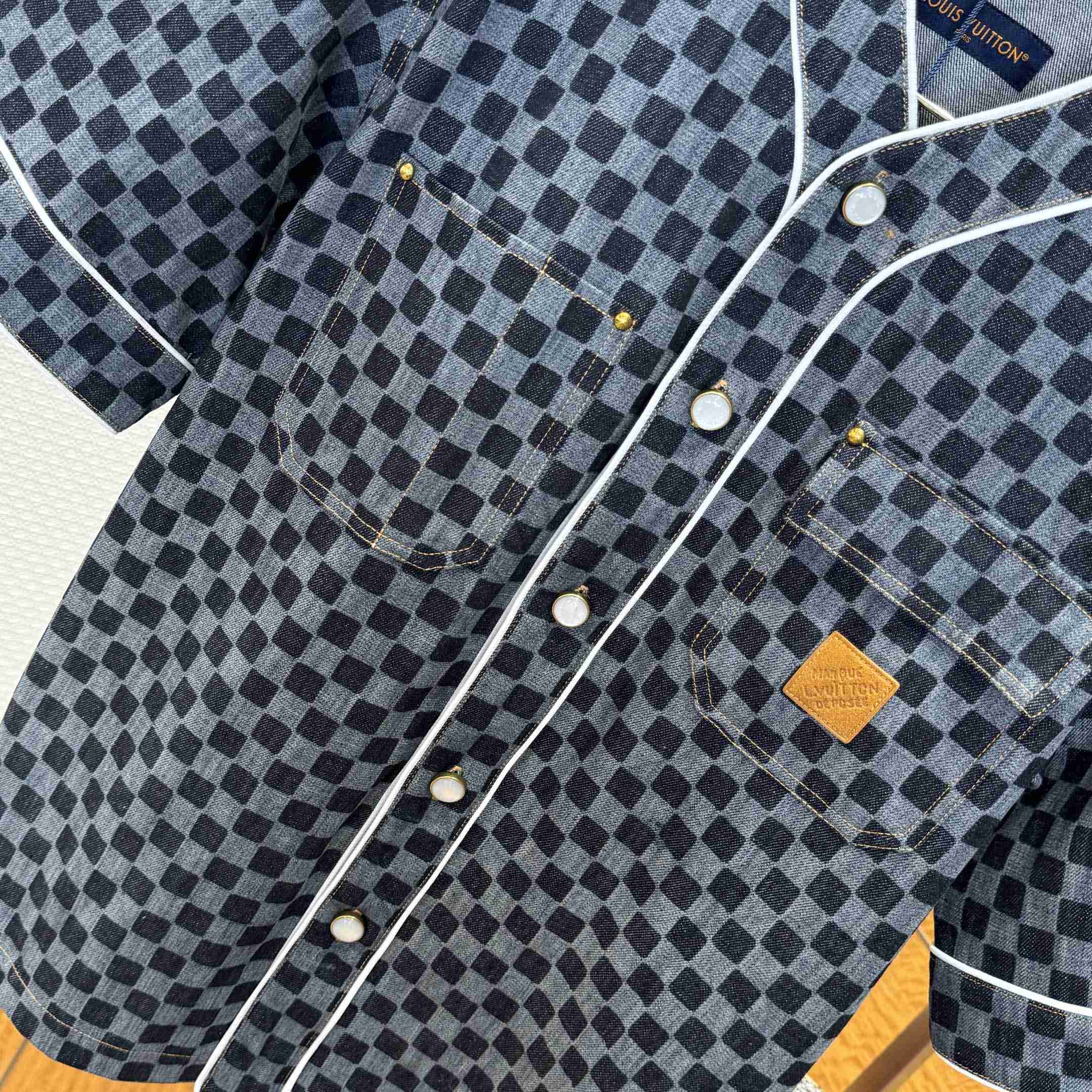 Louis Vuitton Damier Denim Baseball Shirt   1AIMJH - EUR FASHION