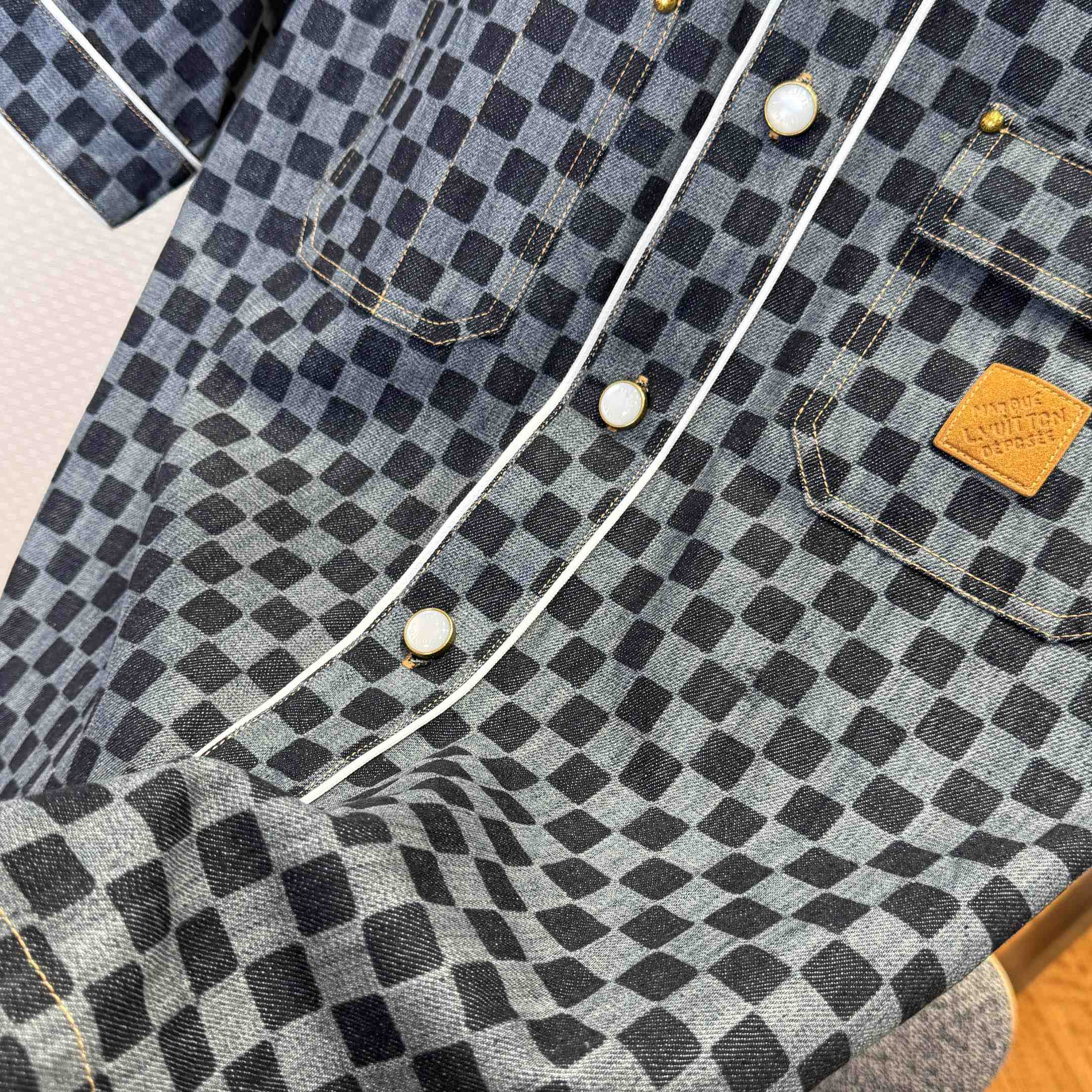 Louis Vuitton Damier Denim Baseball Shirt   1AIMJH - EUR FASHION