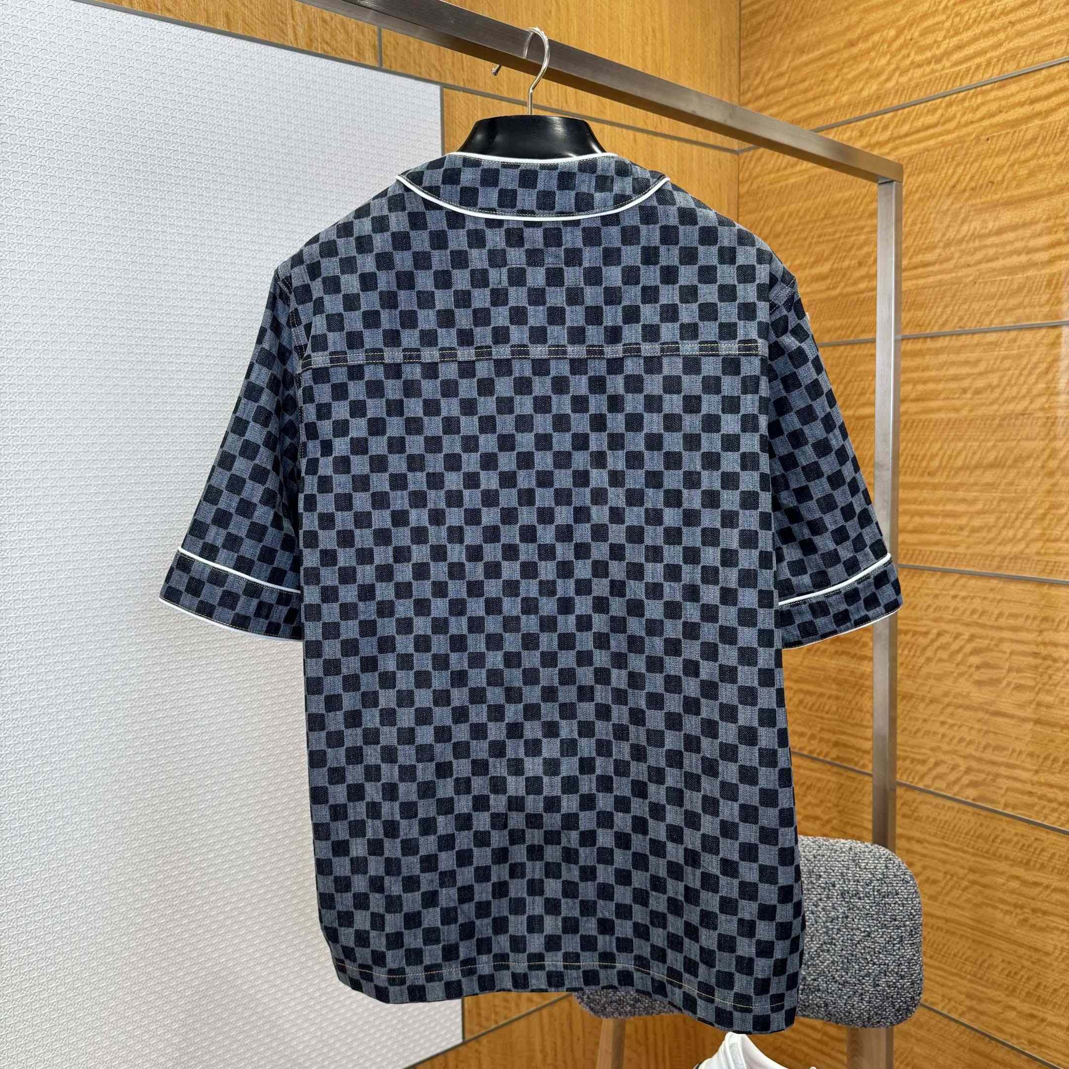 Louis Vuitton Damier Denim Baseball Shirt   1AIMJH - EUR FASHION