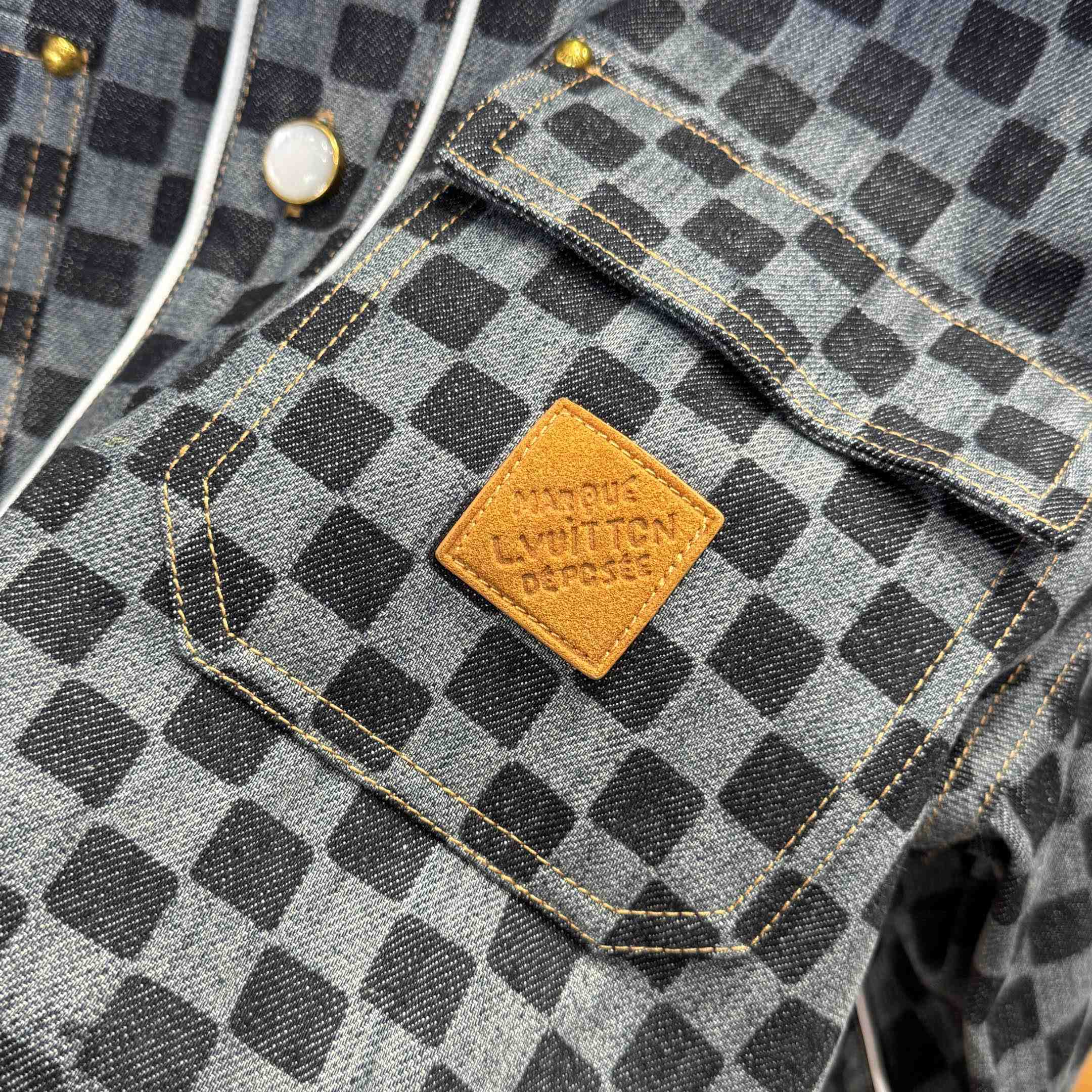 Louis Vuitton Damier Denim Baseball Shirt   1AIMJH - EUR FASHION