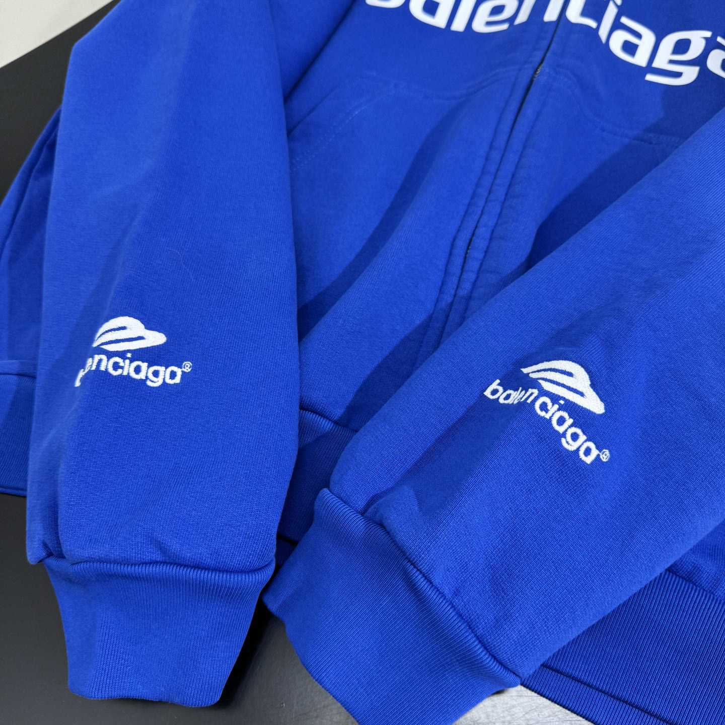 Balenciaga Paris Blue Soccer Zip-up Hoodie - EUR FASHION