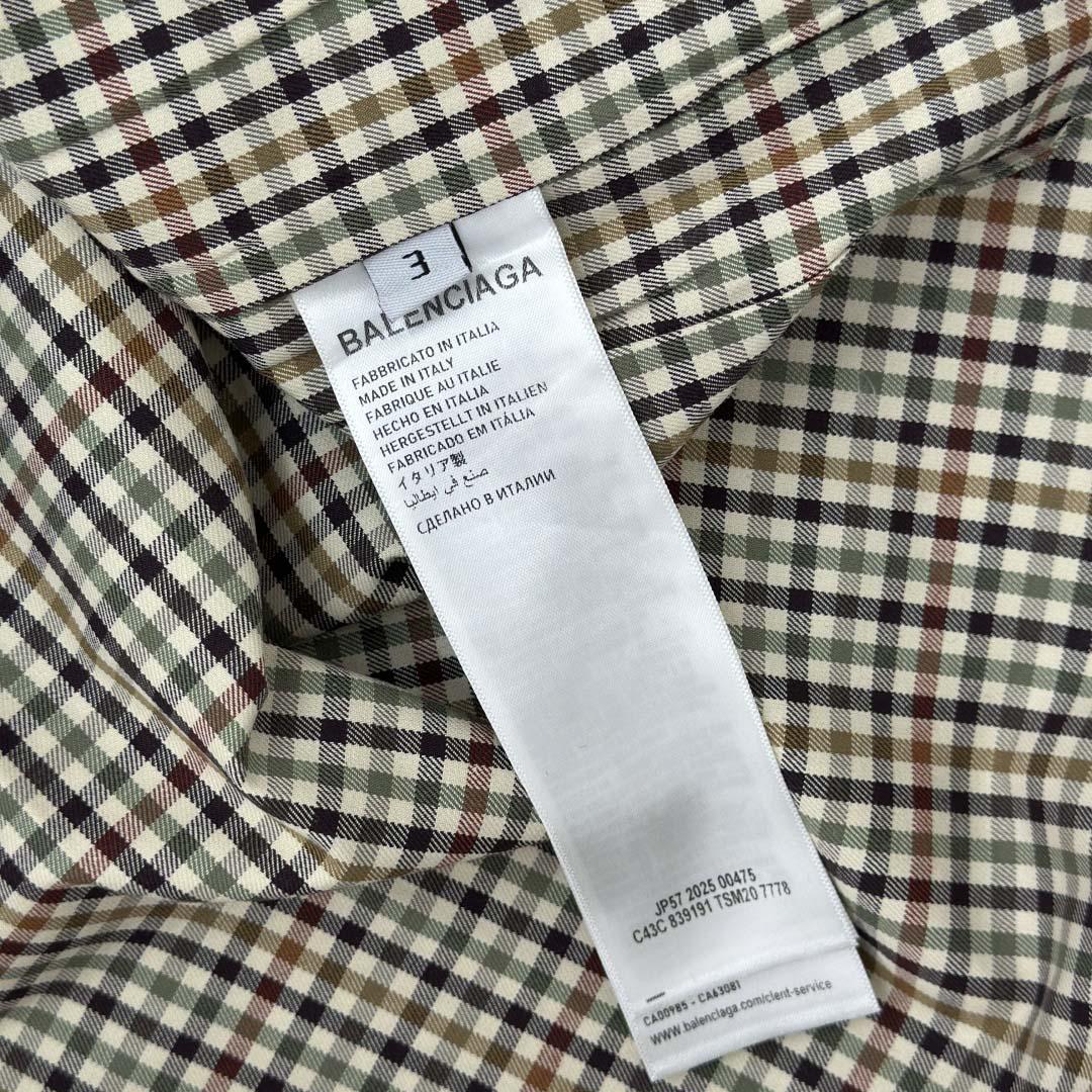 Balenciaga Zip-Up Shirt In Beige And Khaki Checked Flannel - EUR FASHION