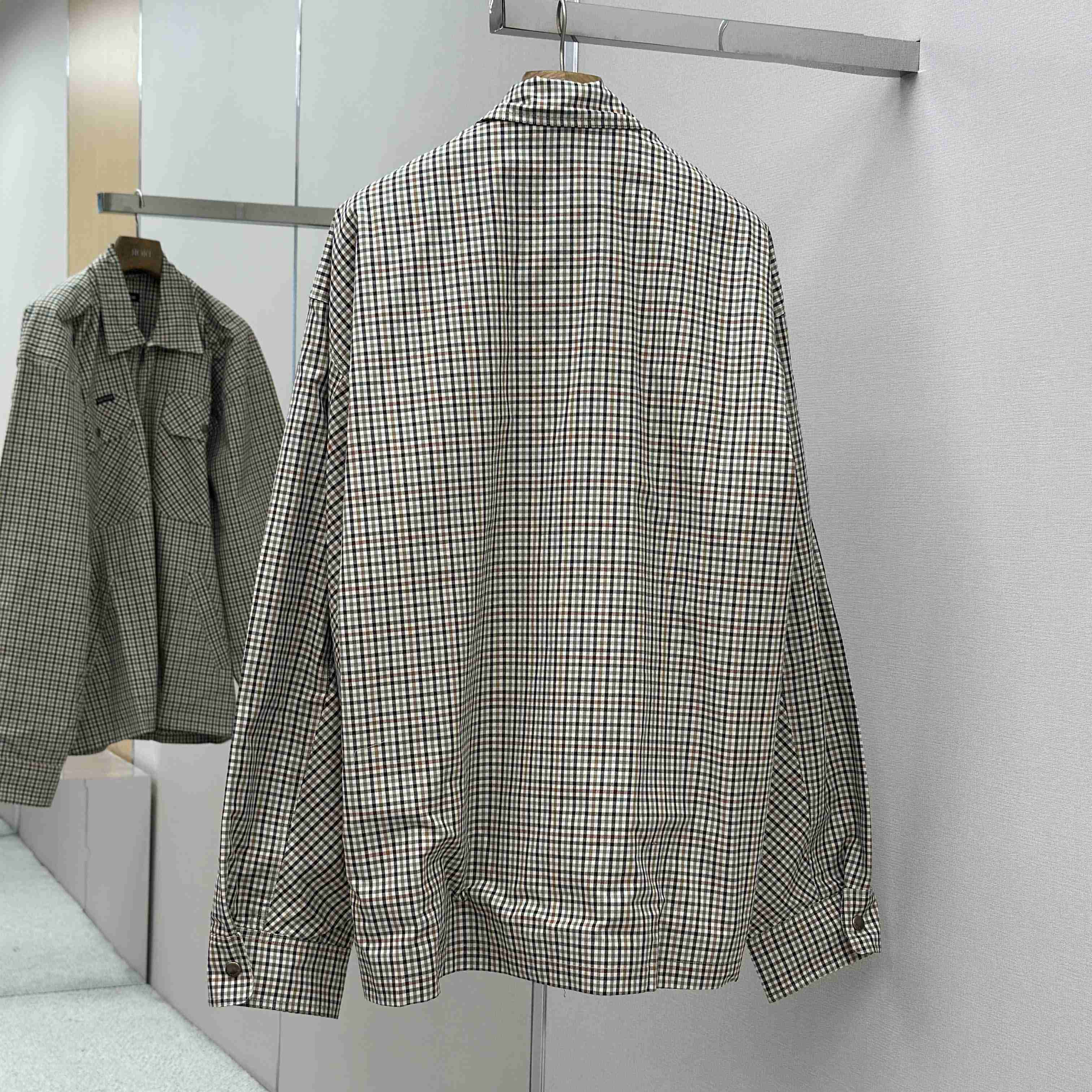 Balenciaga Zip-Up Shirt In Beige And Khaki Checked Flannel - EUR FASHION