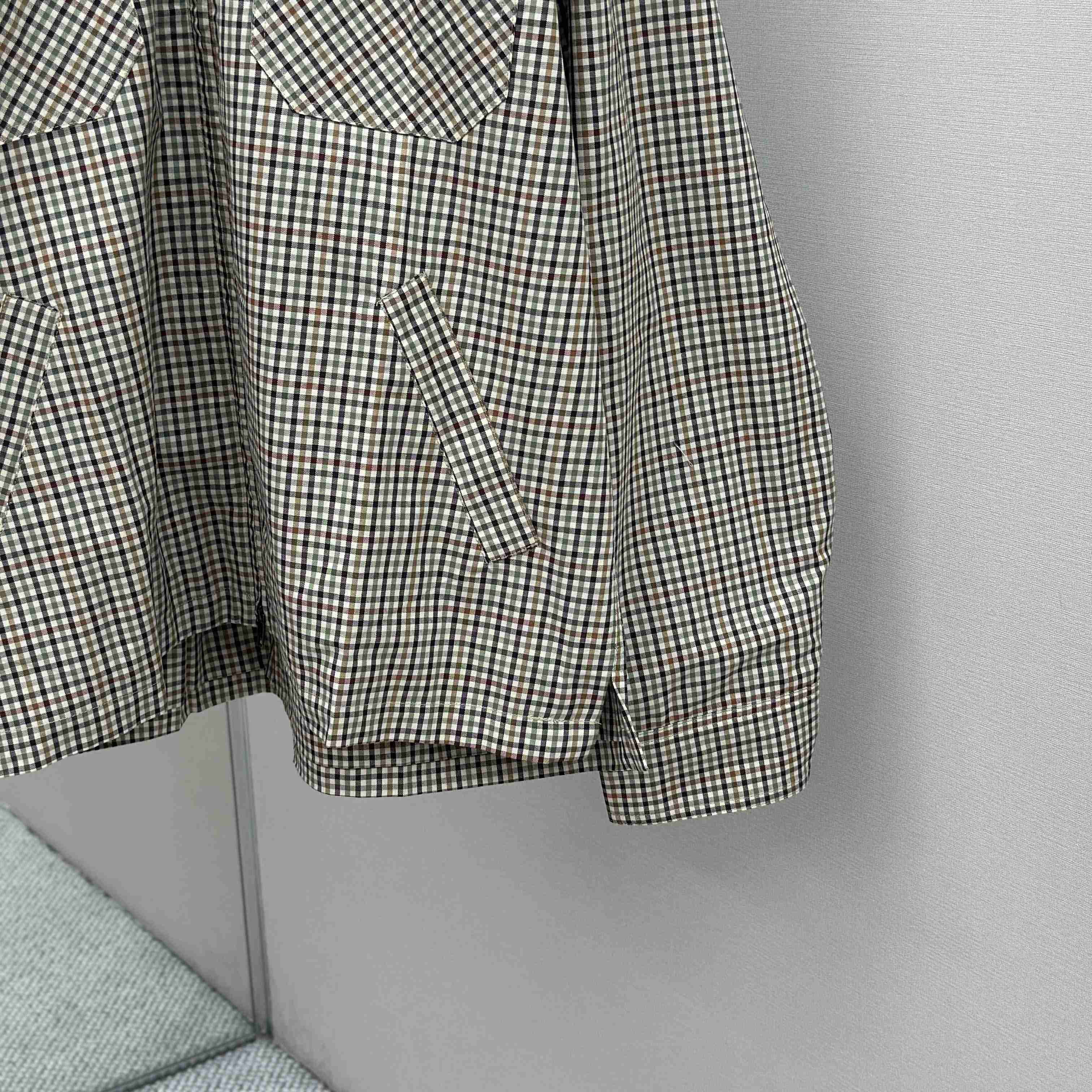 Balenciaga Zip-Up Shirt In Beige And Khaki Checked Flannel - EUR FASHION