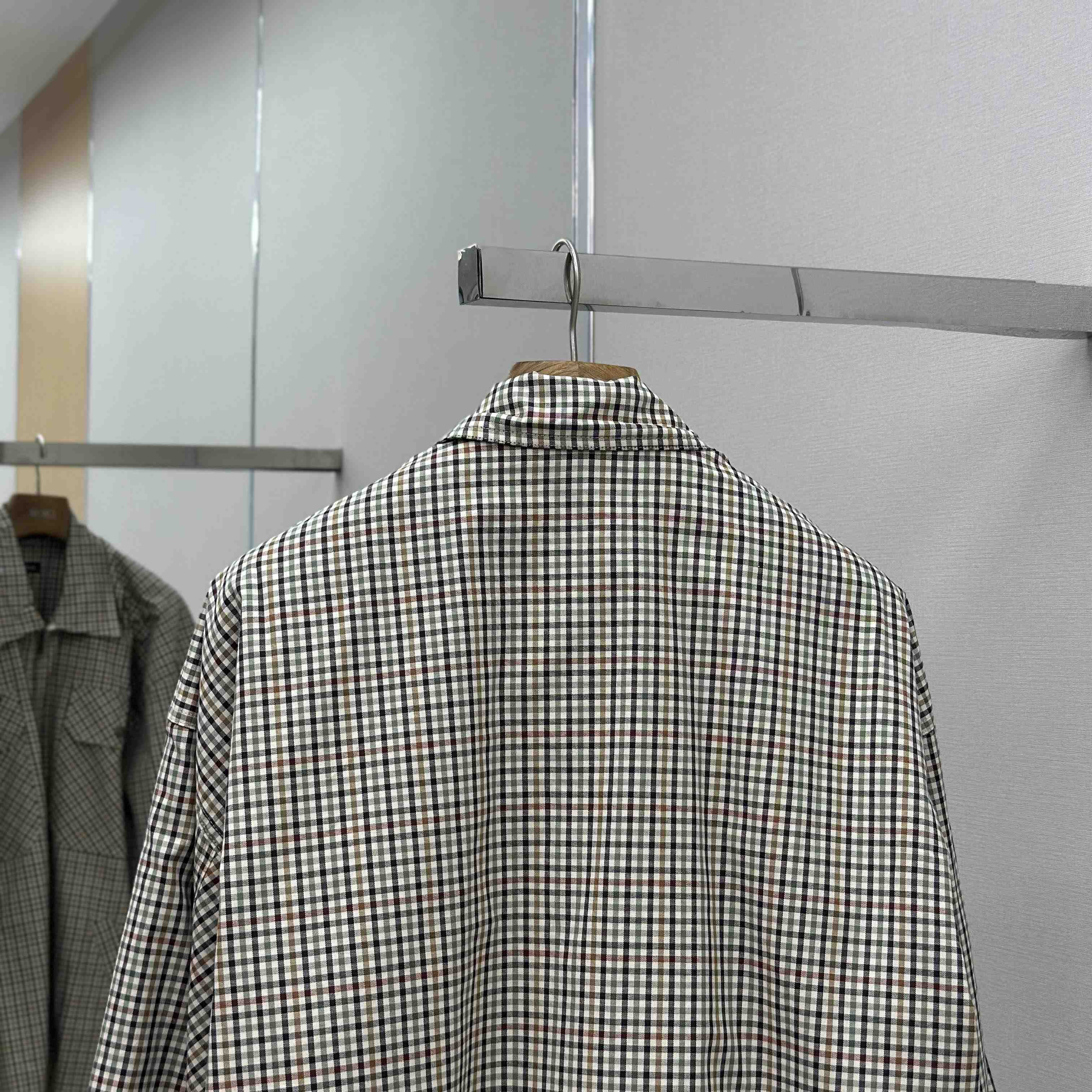 Balenciaga Zip-Up Shirt In Beige And Khaki Checked Flannel - EUR FASHION