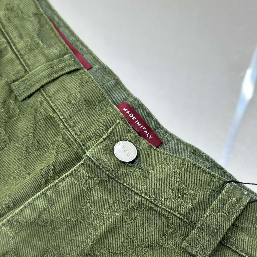 Gucci Bleached GG Cotton Denim Jacquard Shorts - EUR FASHION