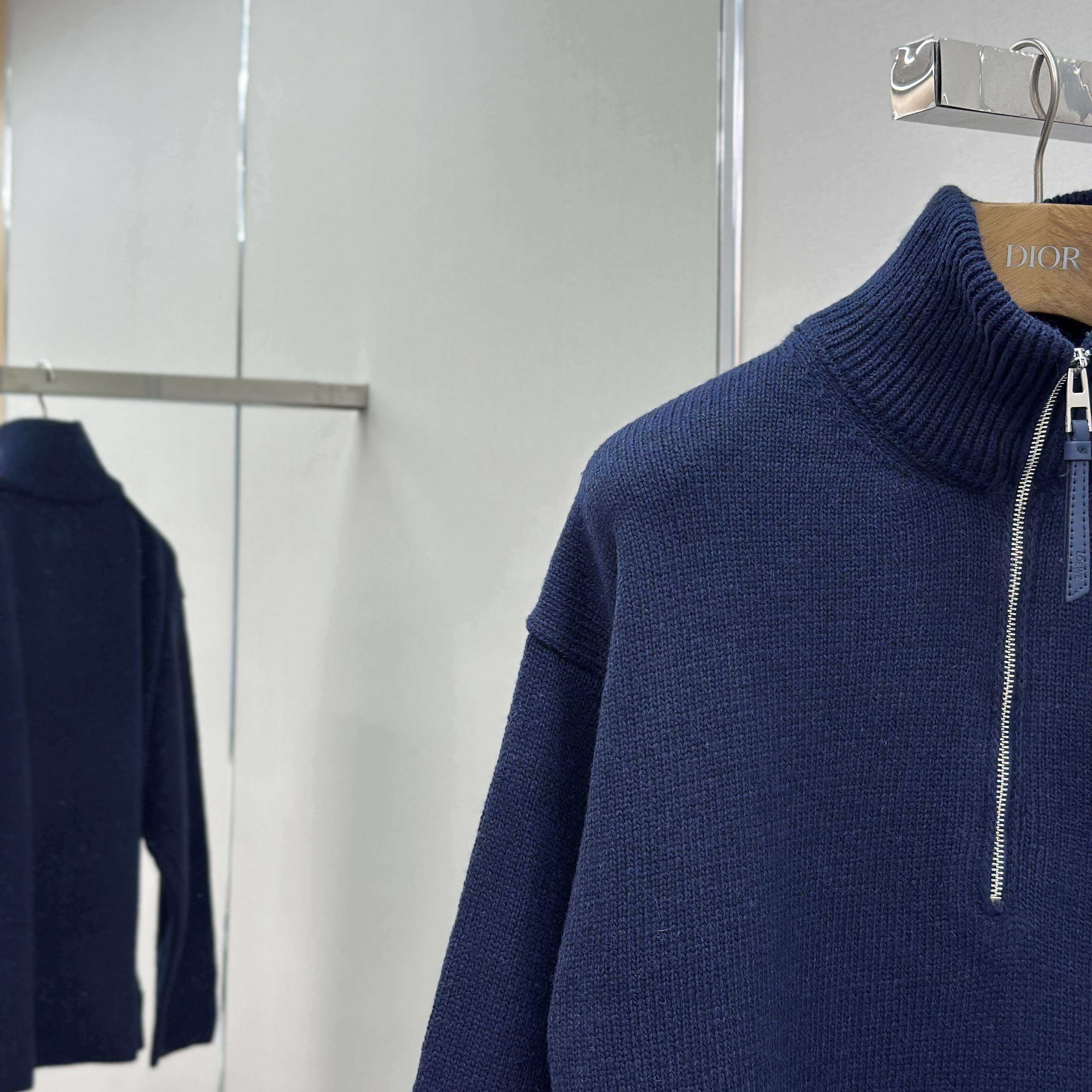 Loewe Zip-up sweater In Wool Blue - EUR FASHION