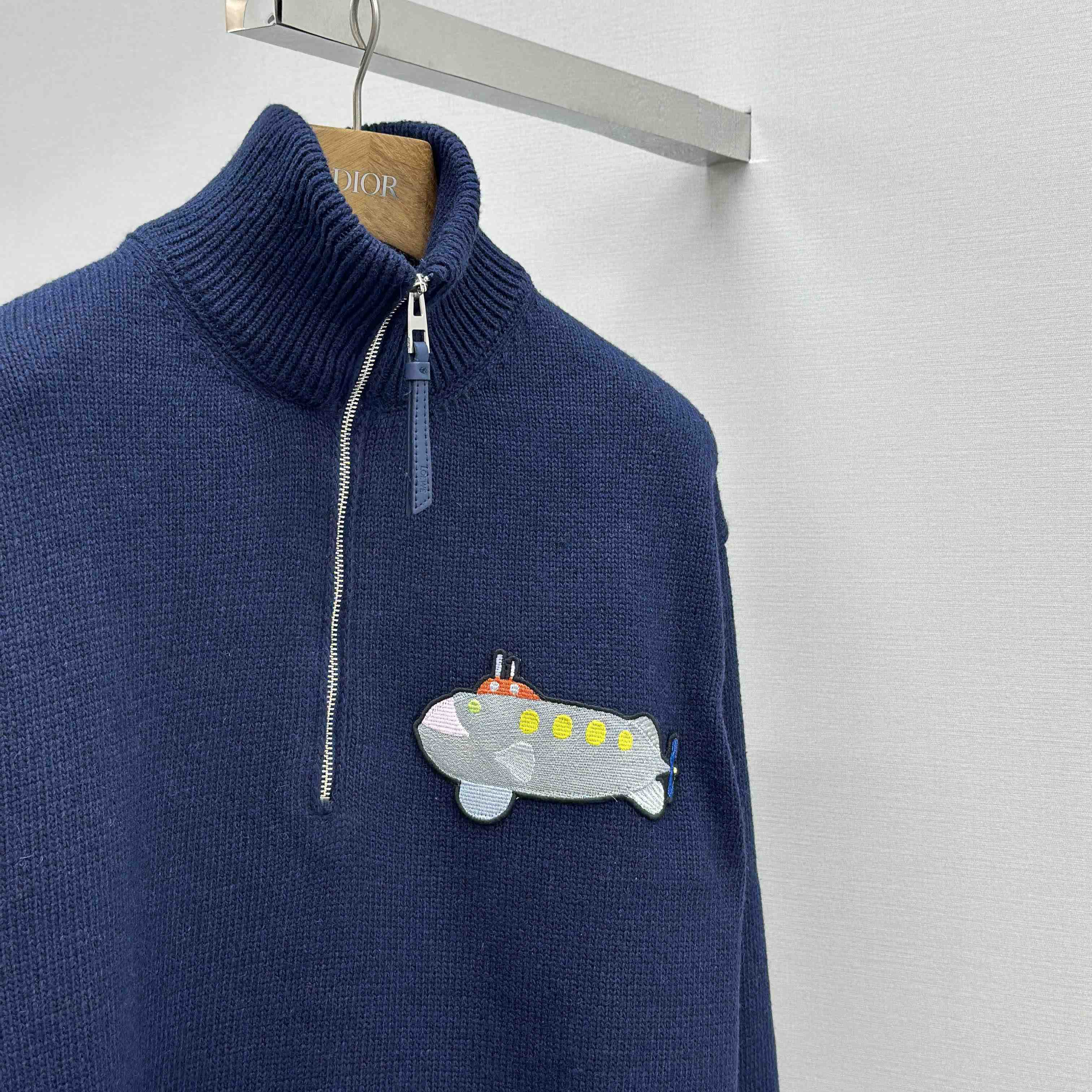 Loewe Zip-up sweater In Wool Blue - EUR FASHION