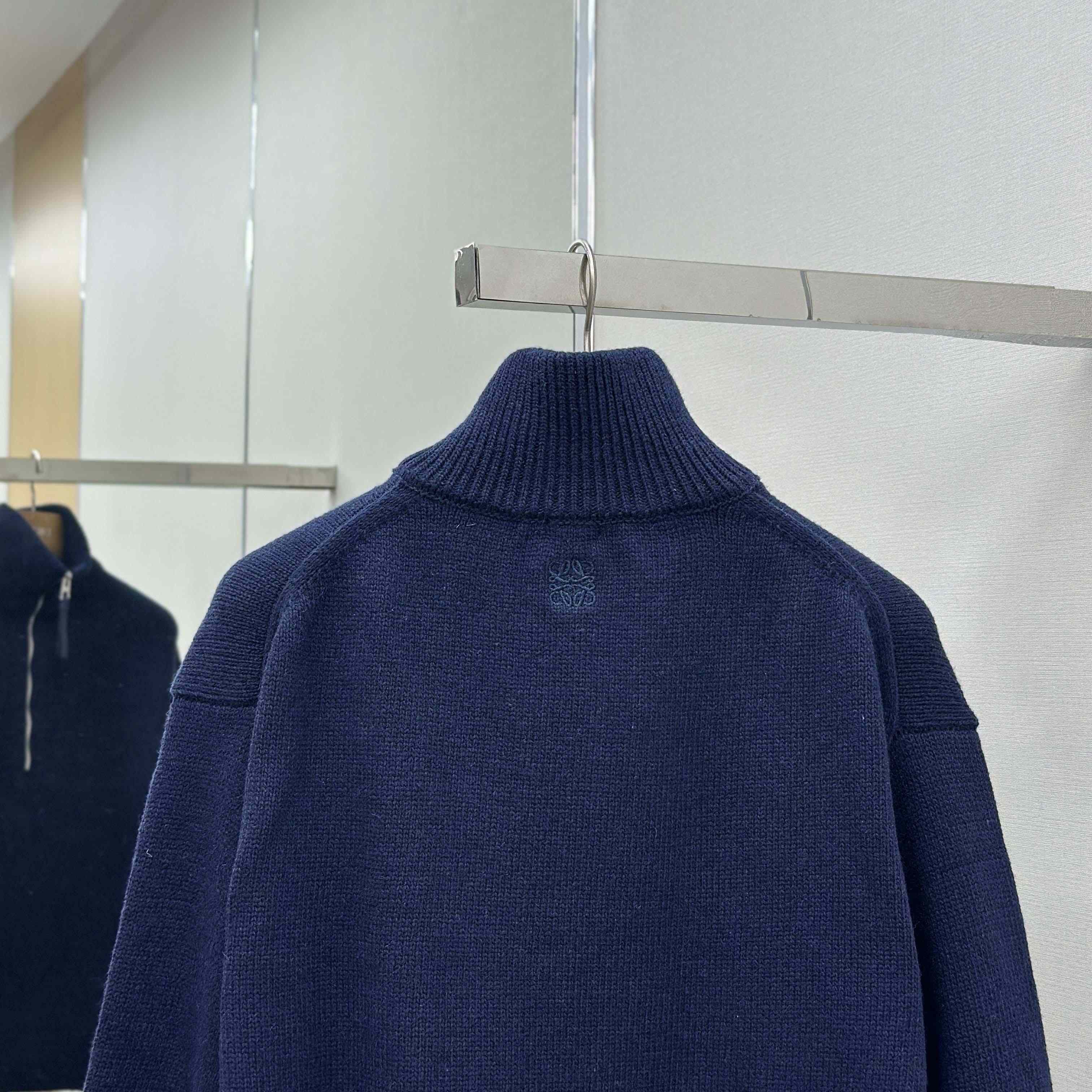 Loewe Zip-up sweater In Wool Blue - EUR FASHION