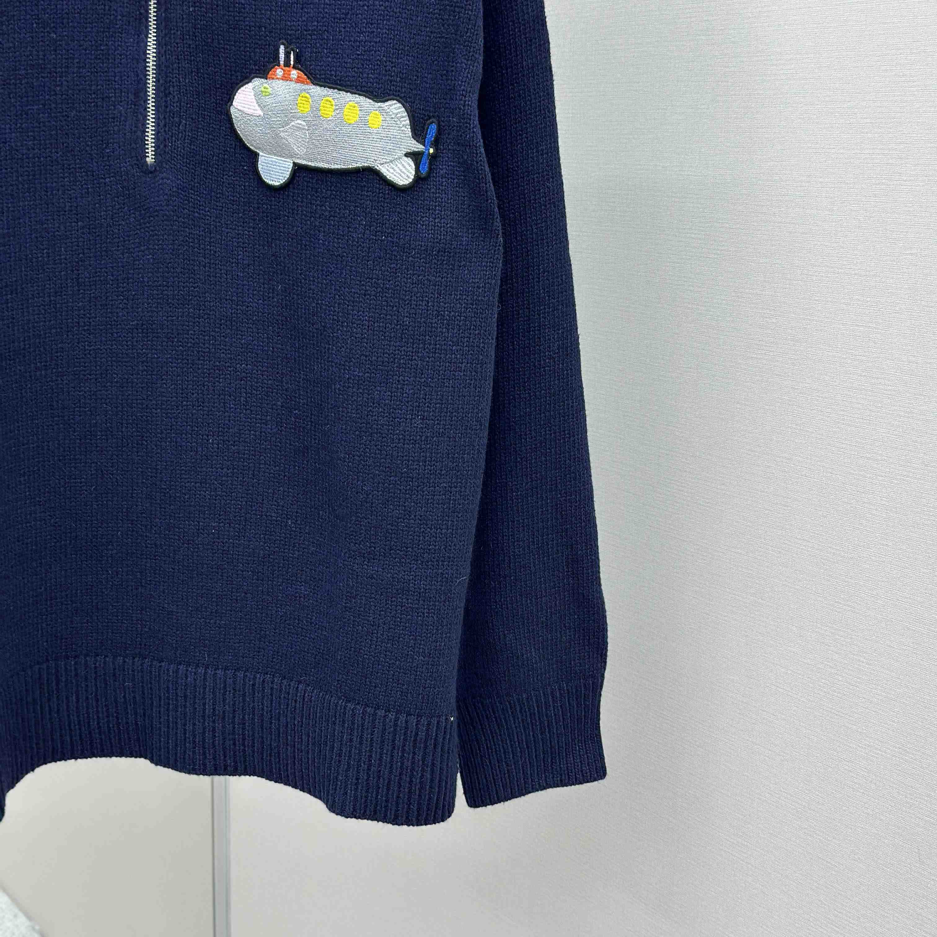 Loewe Zip-up sweater In Wool Blue - EUR FASHION