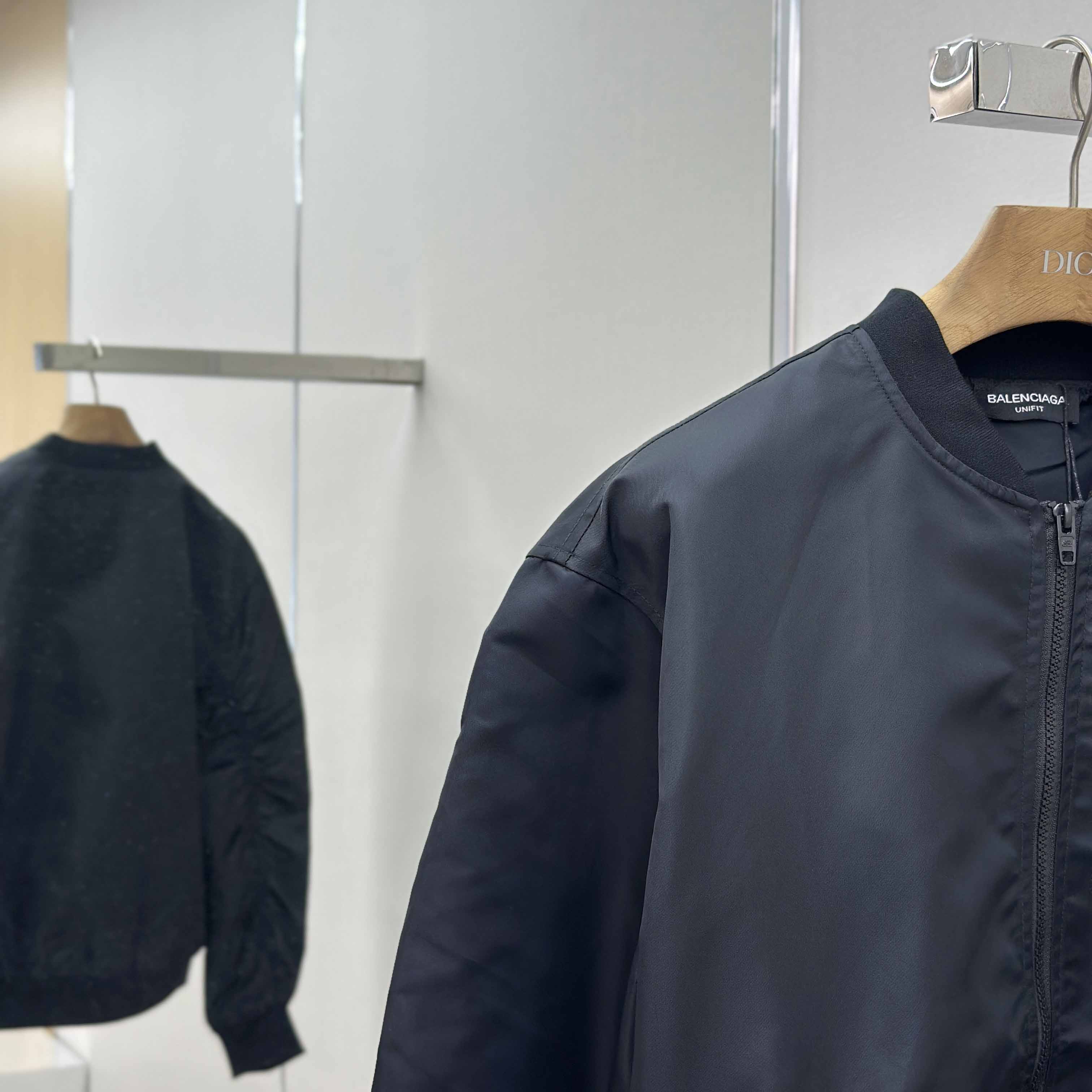 Balenciaga Men's Black Oversize Nylon Varsity Jacket - EUR FASHION