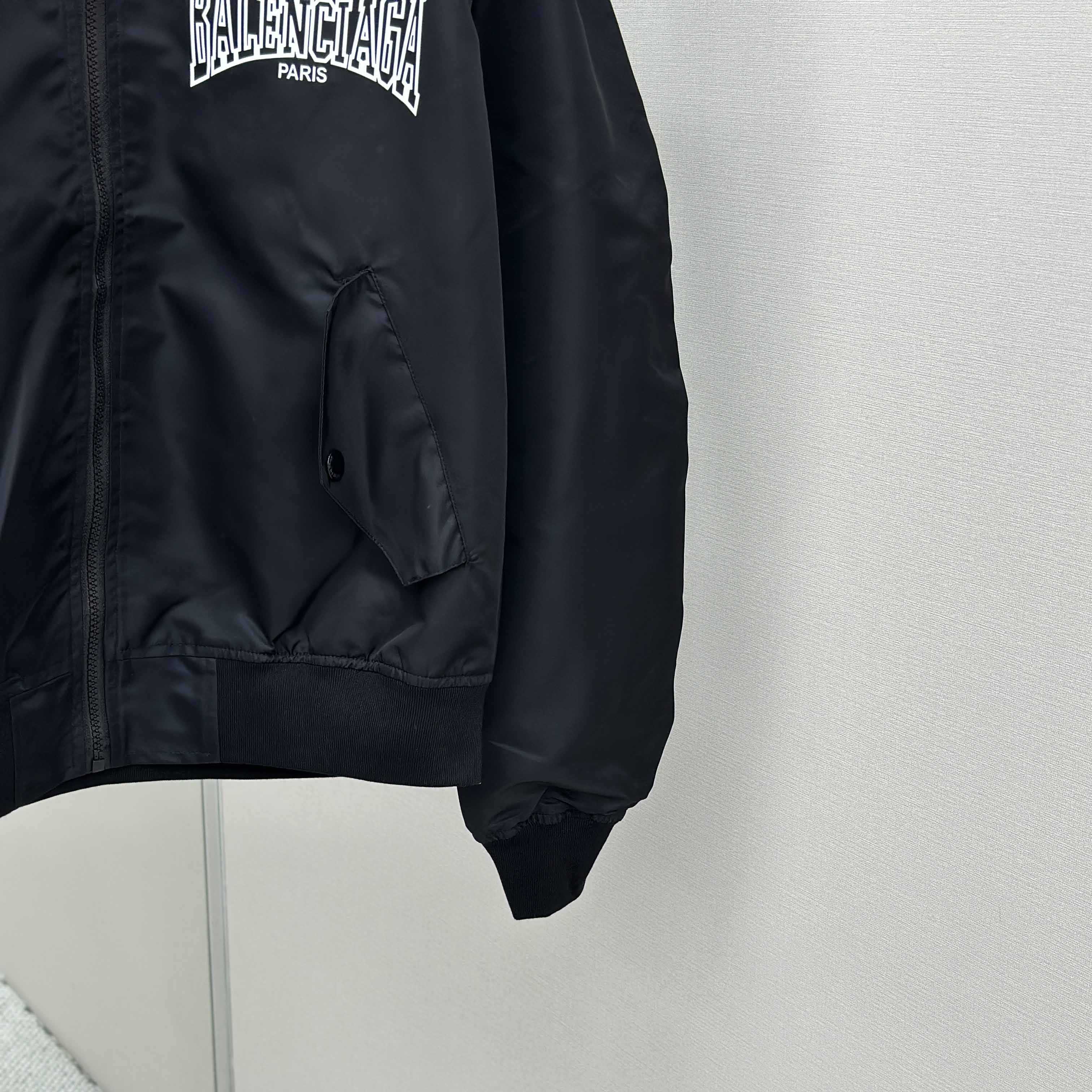 Balenciaga Men's Black Oversize Nylon Varsity Jacket - EUR FASHION