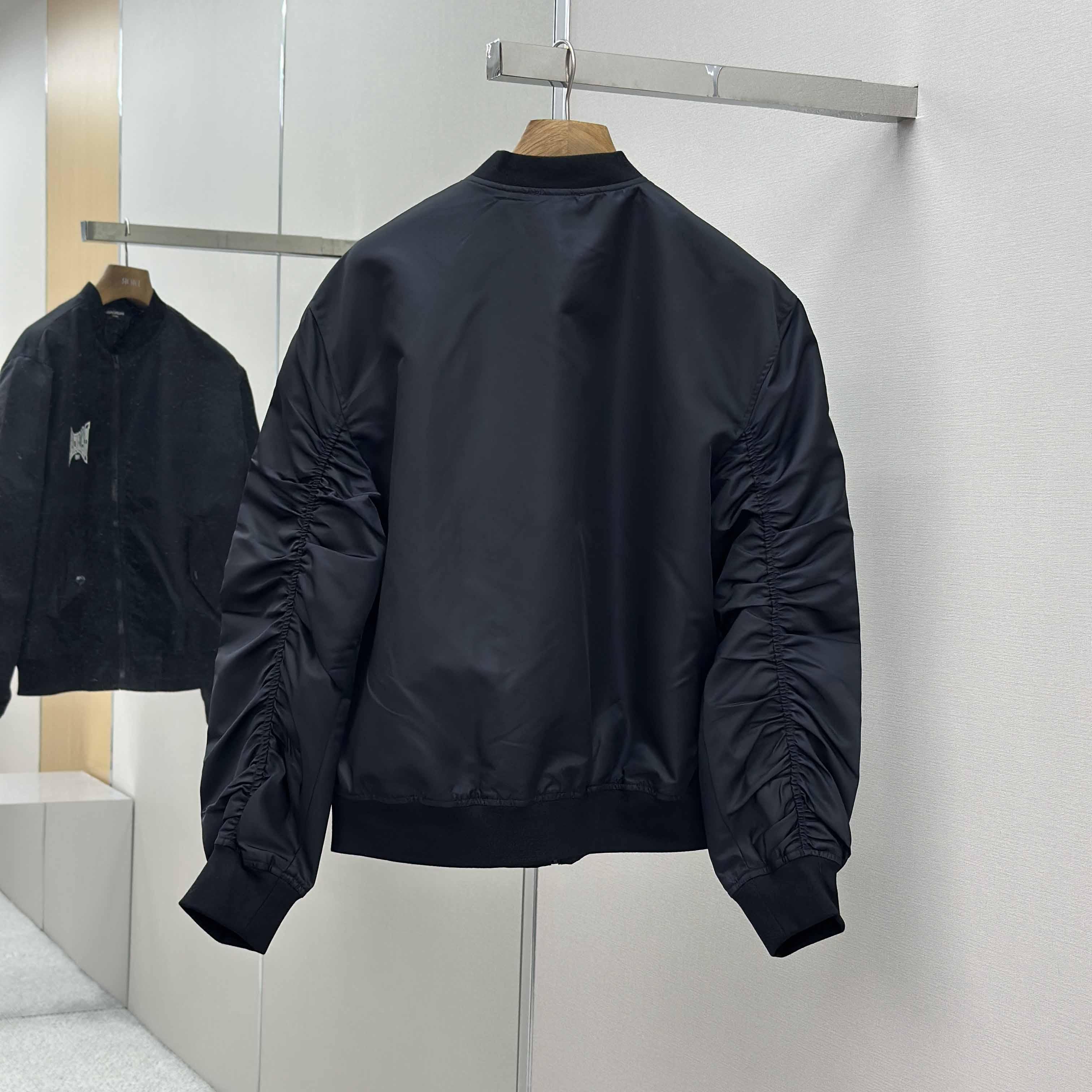 Balenciaga Men's Black Oversize Nylon Varsity Jacket - EUR FASHION