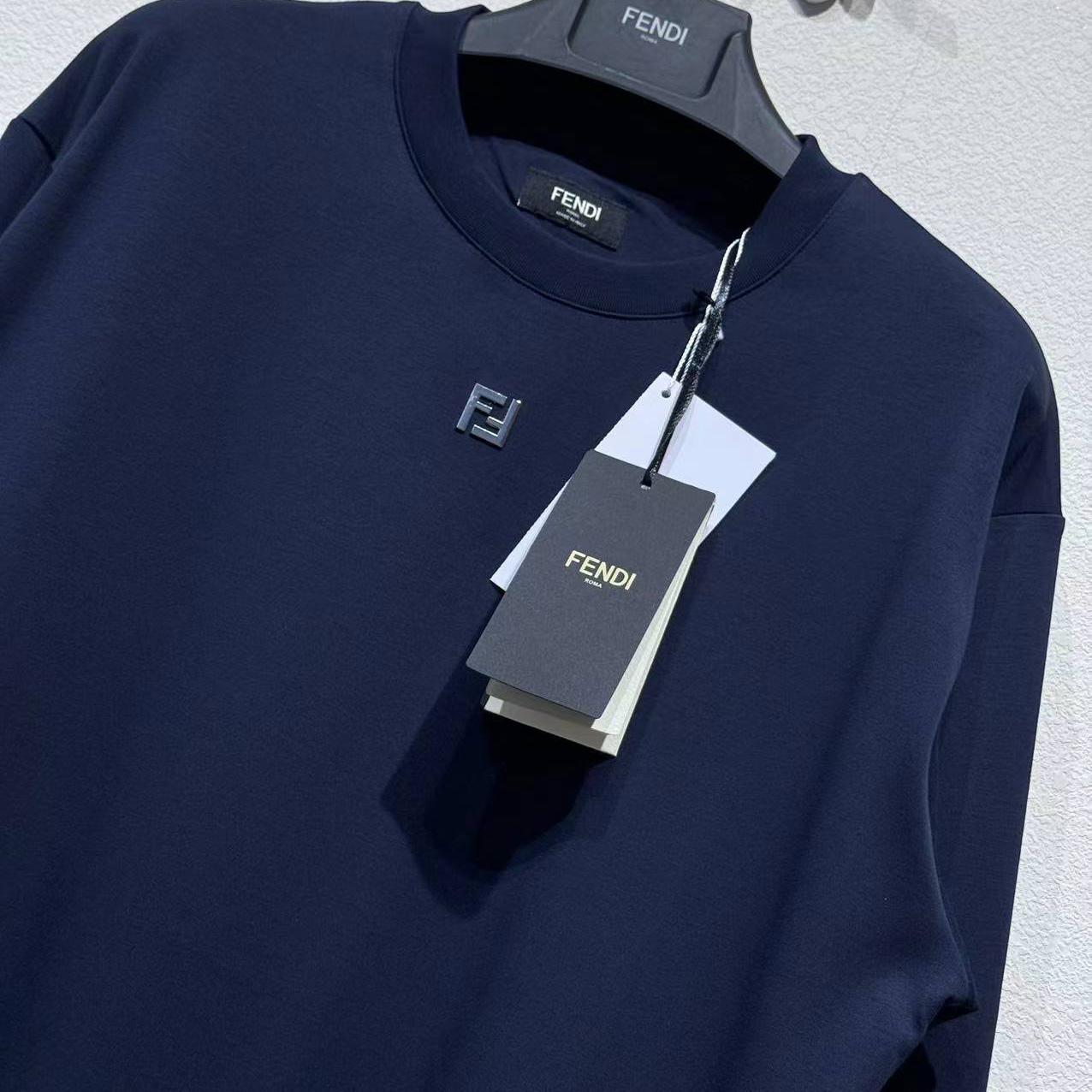 Fendi Blue Cotton T-shirt - EUR FASHION