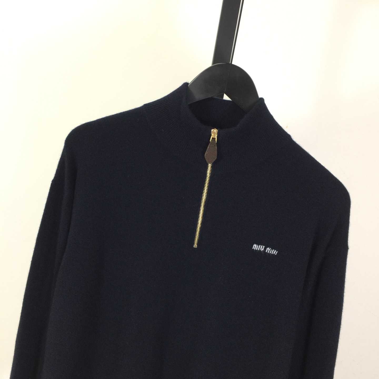 Miu Miu Cashmere And Leather Zipper Sweater - EUR FASHION