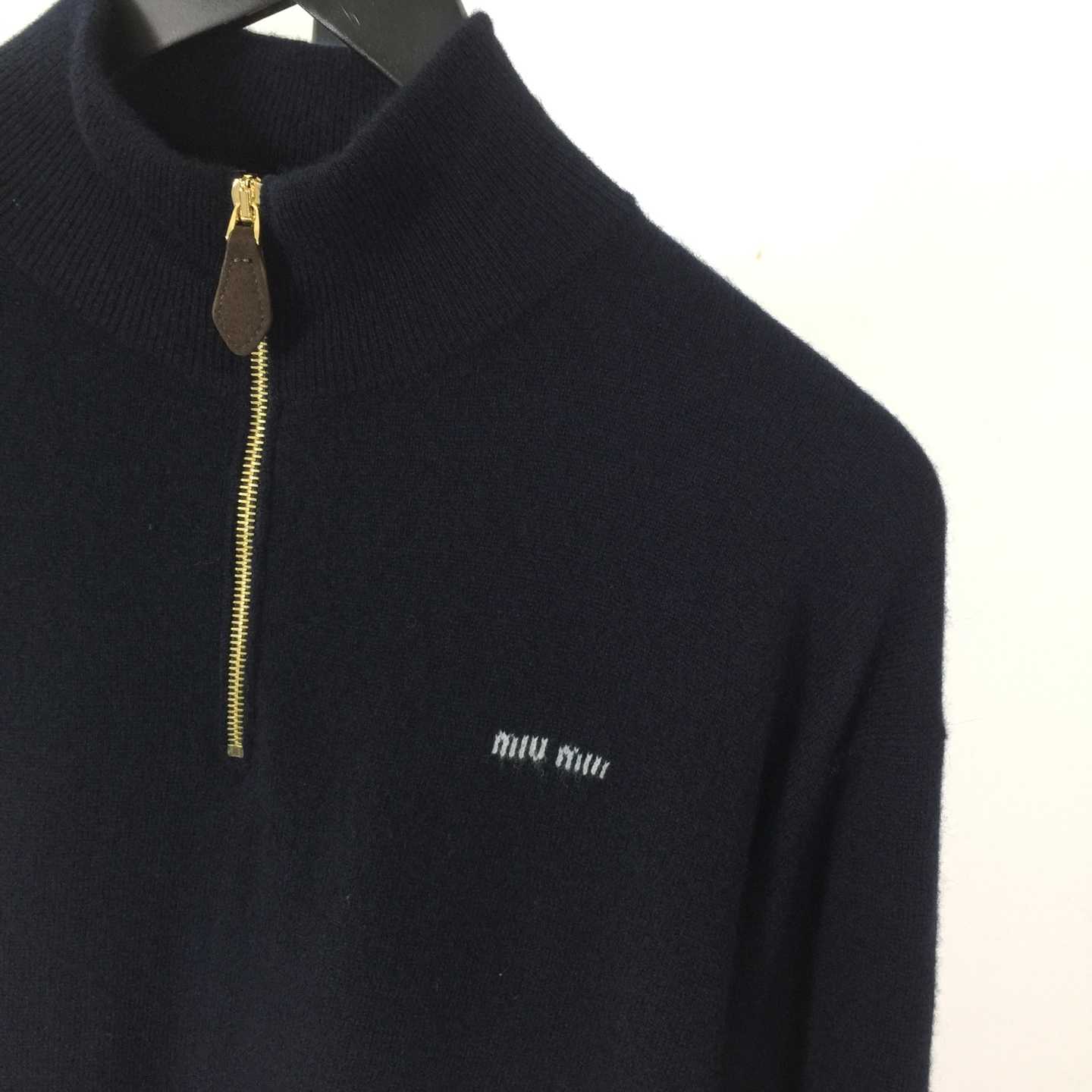 Miu Miu Cashmere And Leather Zipper Sweater - EUR FASHION