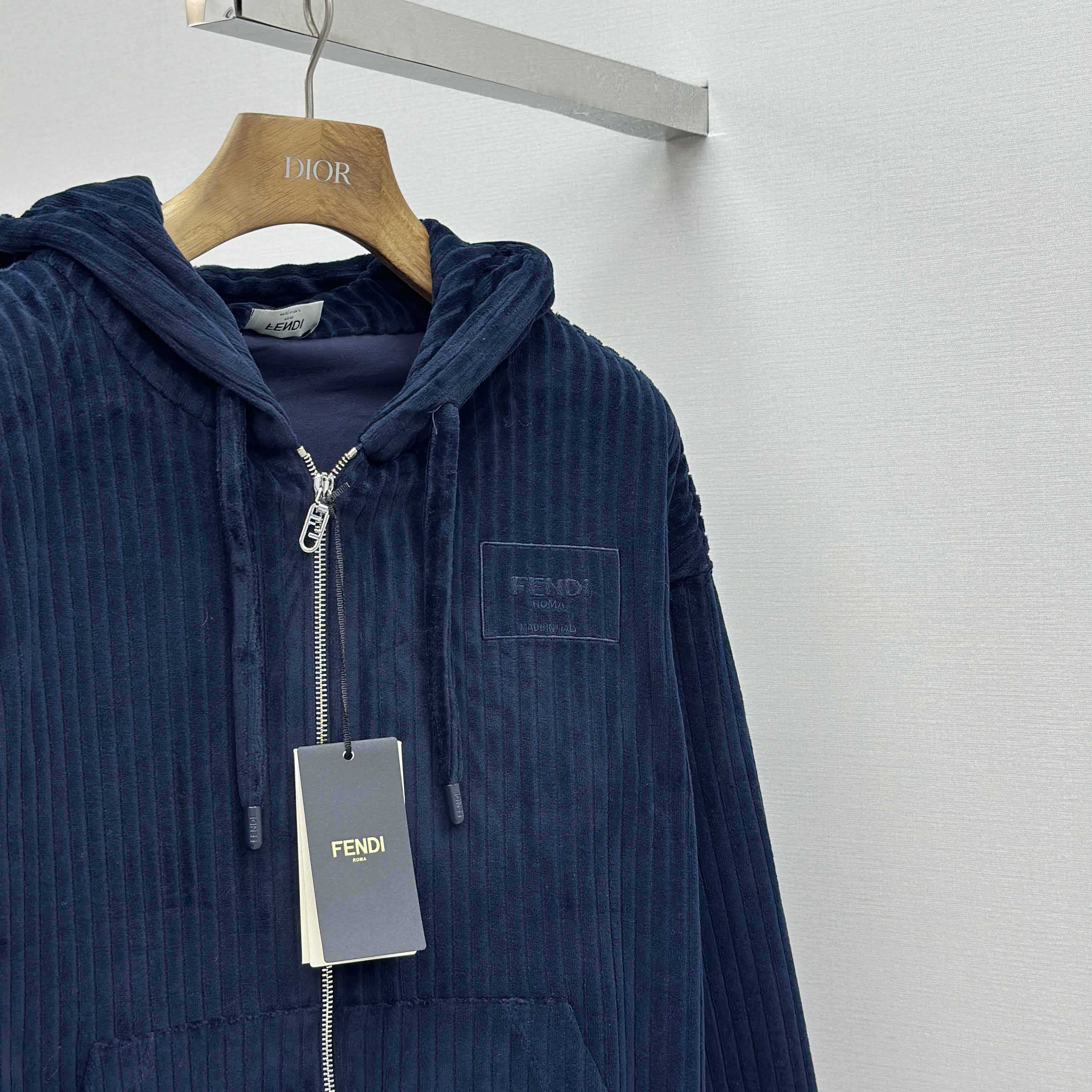 Fendi Blue Men Navy Blue Hooded Sweatshirt  - EUR FASHION