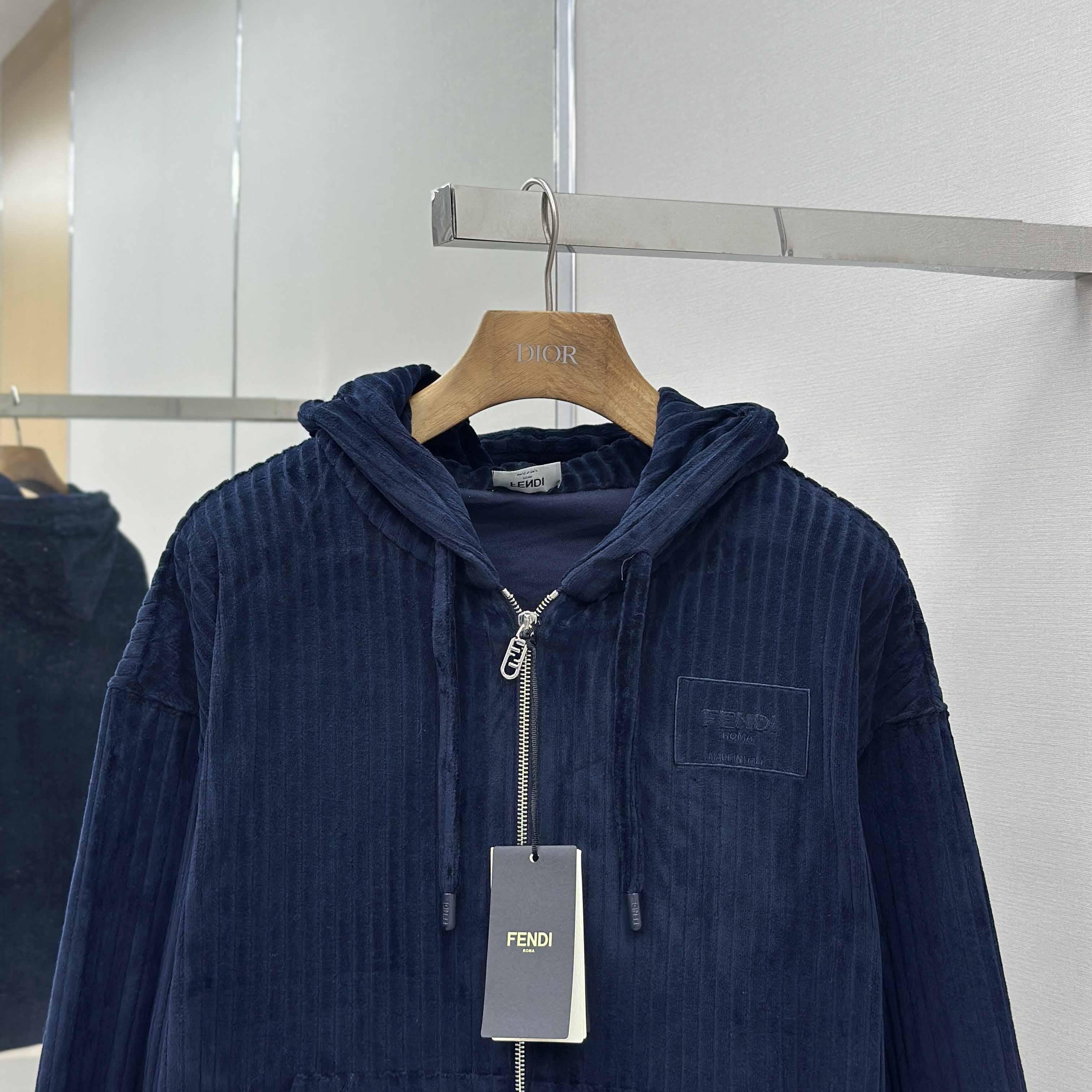 Fendi Blue Men Navy Blue Hooded Sweatshirt  - EUR FASHION