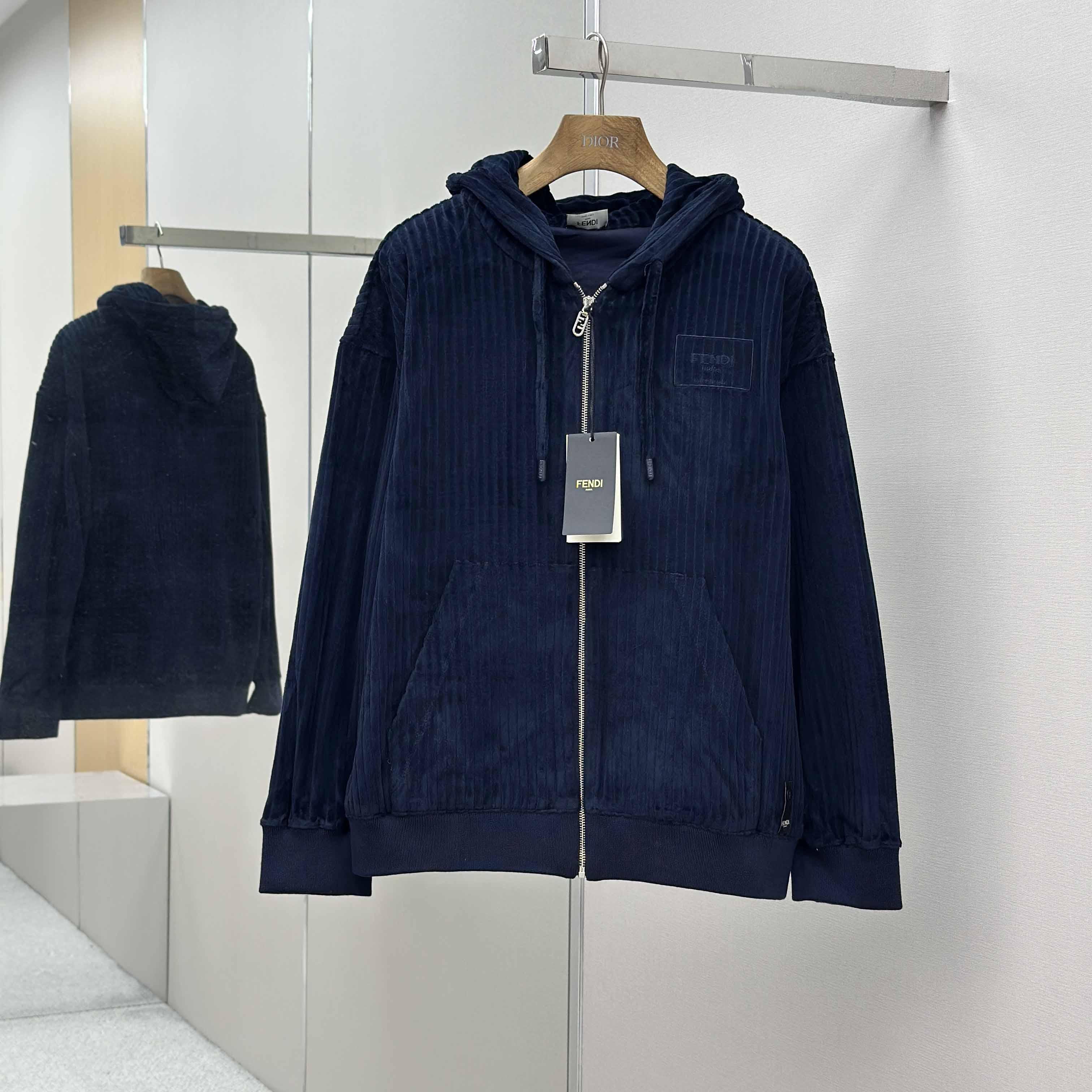 Fendi Blue Men Navy Blue Hooded Sweatshirt  - EUR FASHION