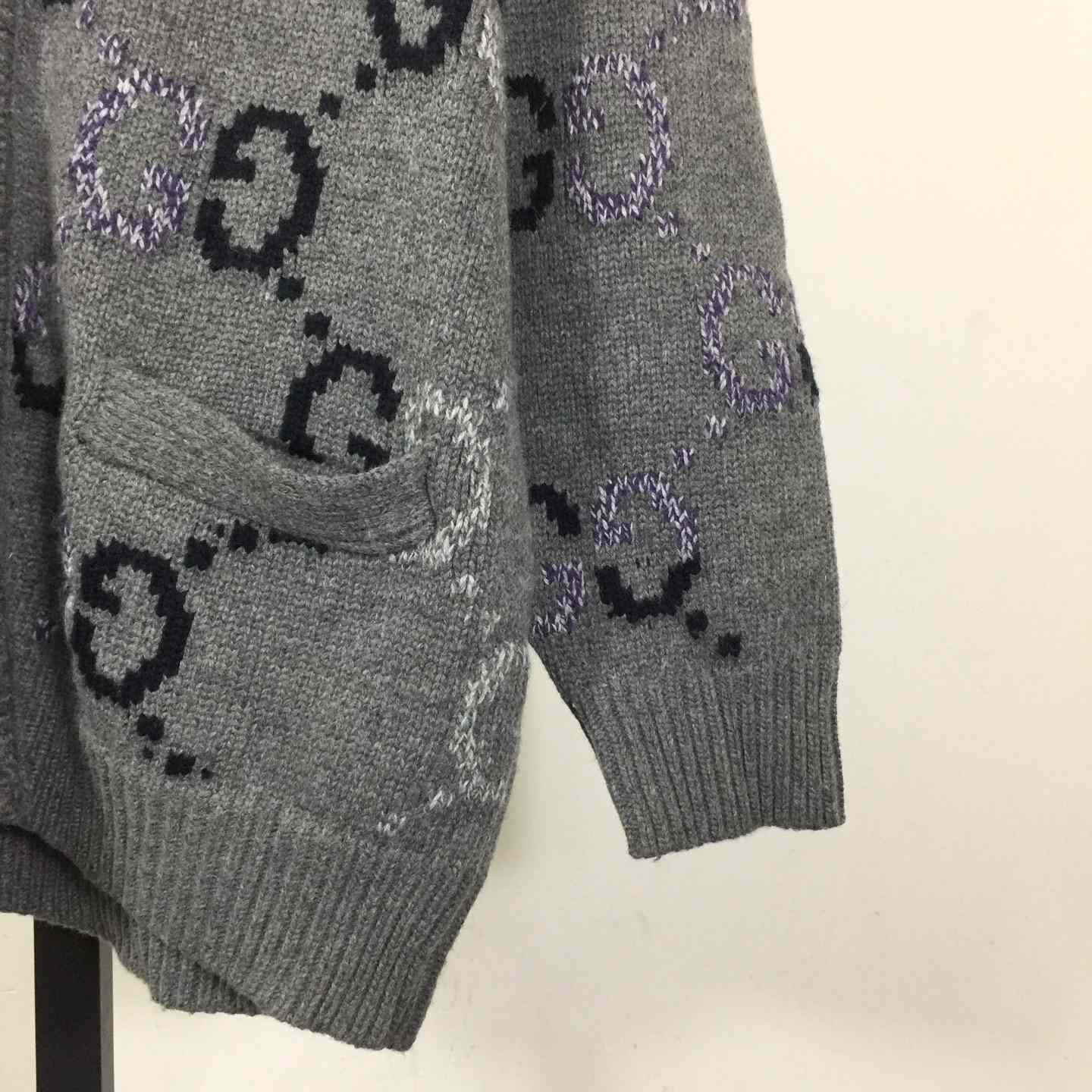 Gucci Wool Cardigan With GG Intarsia - EUR FASHION