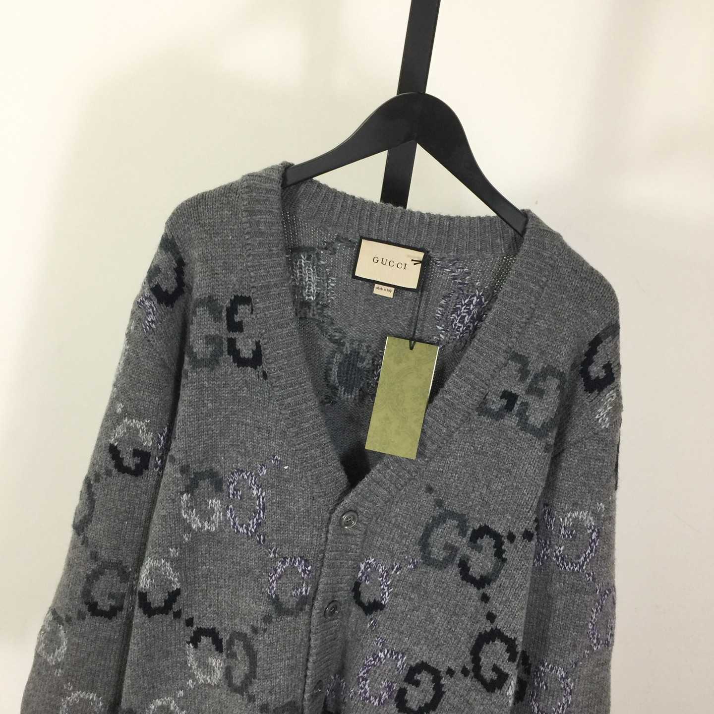 Gucci Wool Cardigan With GG Intarsia - EUR FASHION