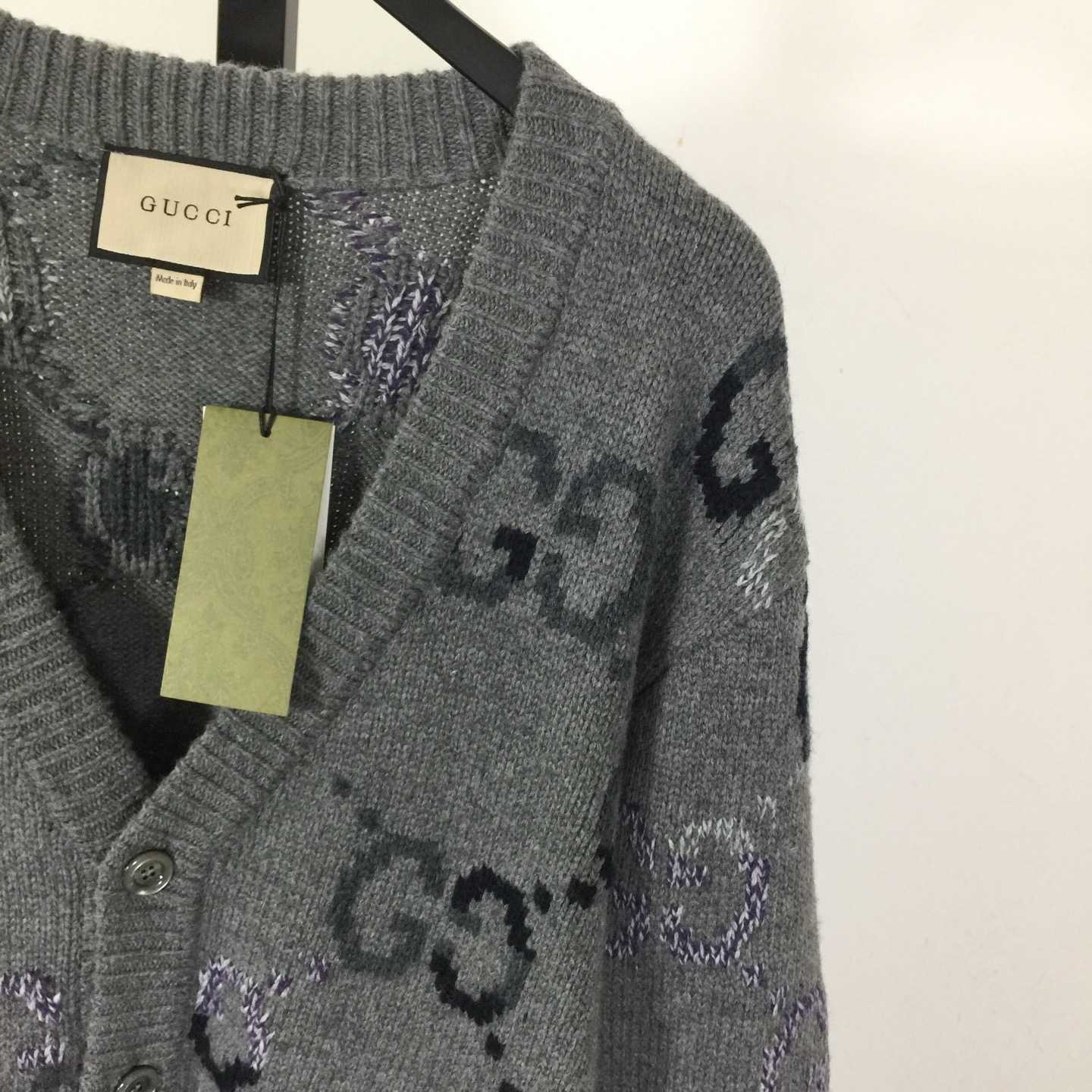 Gucci Wool Cardigan With GG Intarsia - EUR FASHION