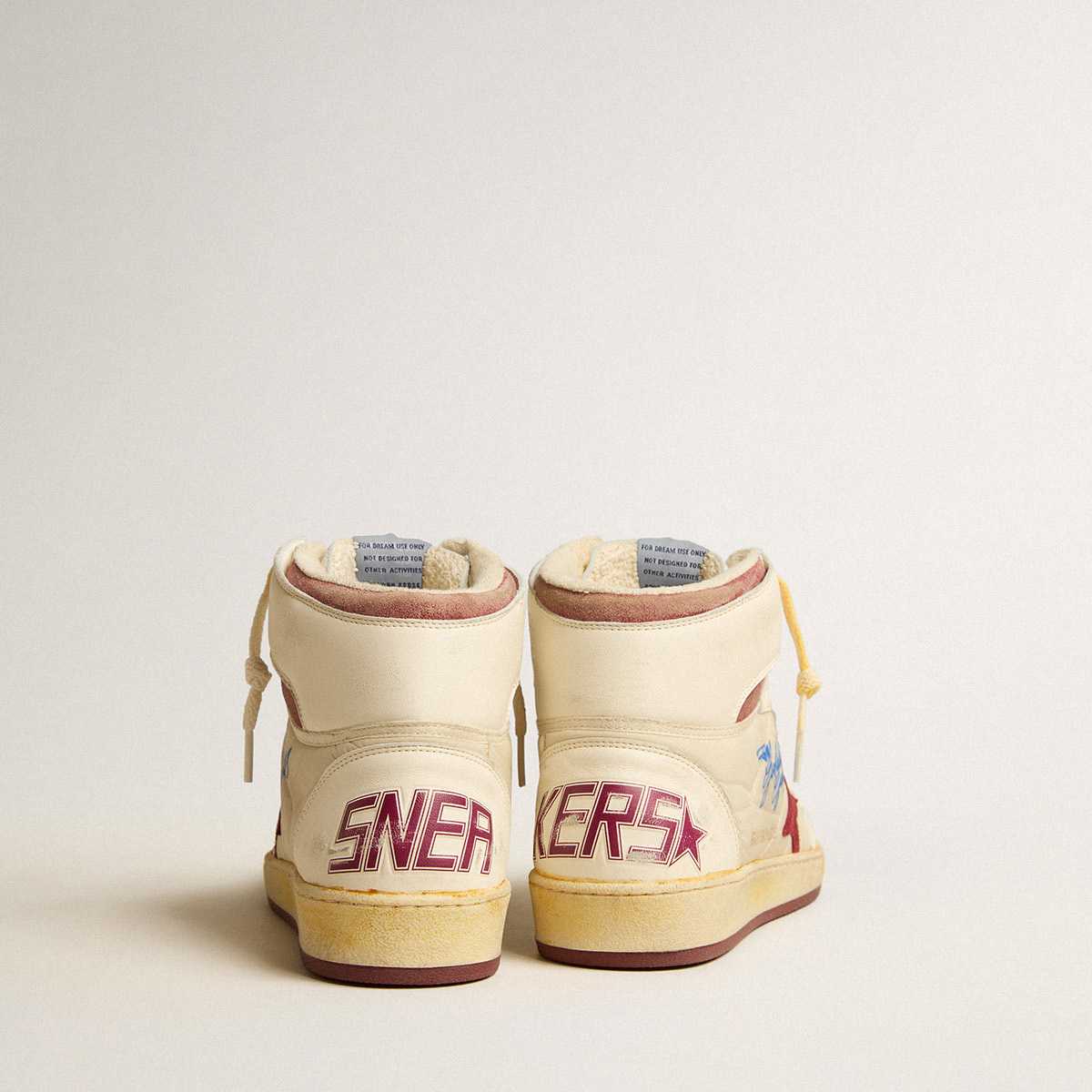 Golden Goose Sky-Star In Beige Nylon And Nappa With Pomegranate Suede Staal - EUR FASHION