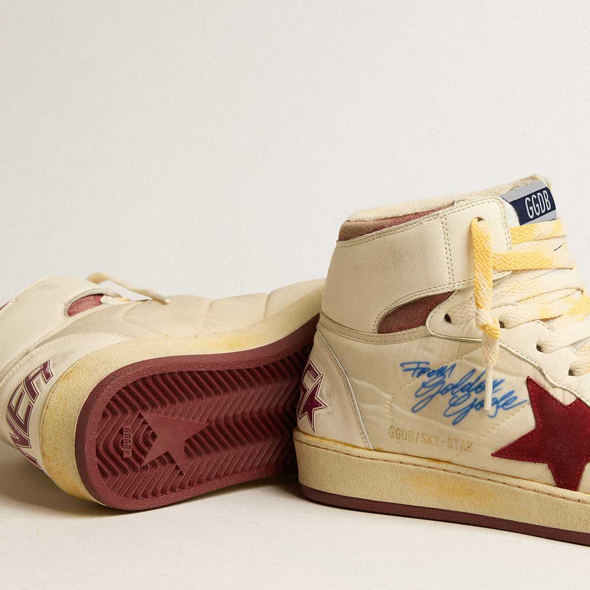 Golden Goose Sky-Star In Beige Nylon And Nappa With Pomegranate Suede Staal - EUR FASHION