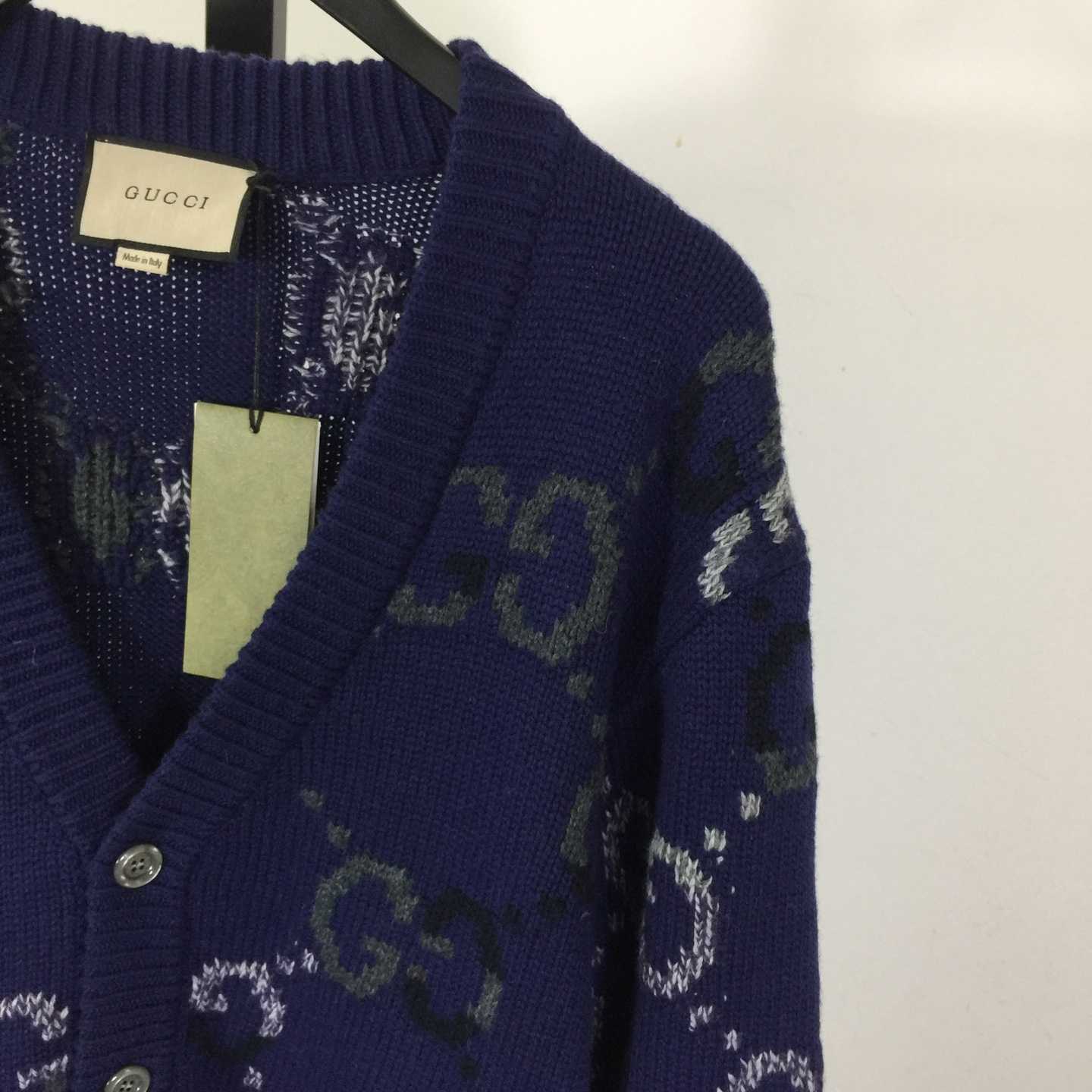 Gucci Wool Cardigan With GG Intarsia - EUR FASHION